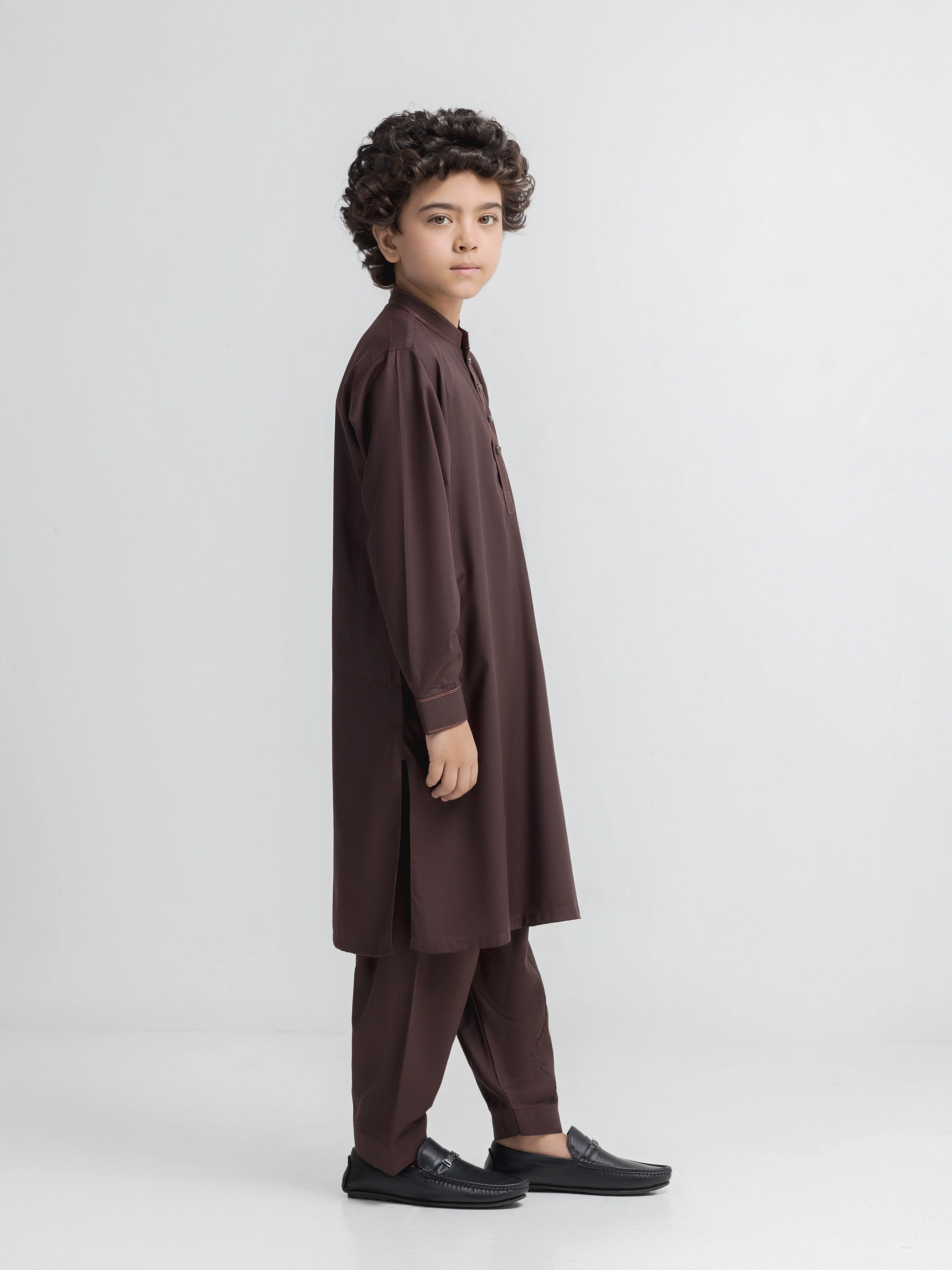 Boy's Brown Kurta Shalwar - EBTKS6-4103 - Image 4