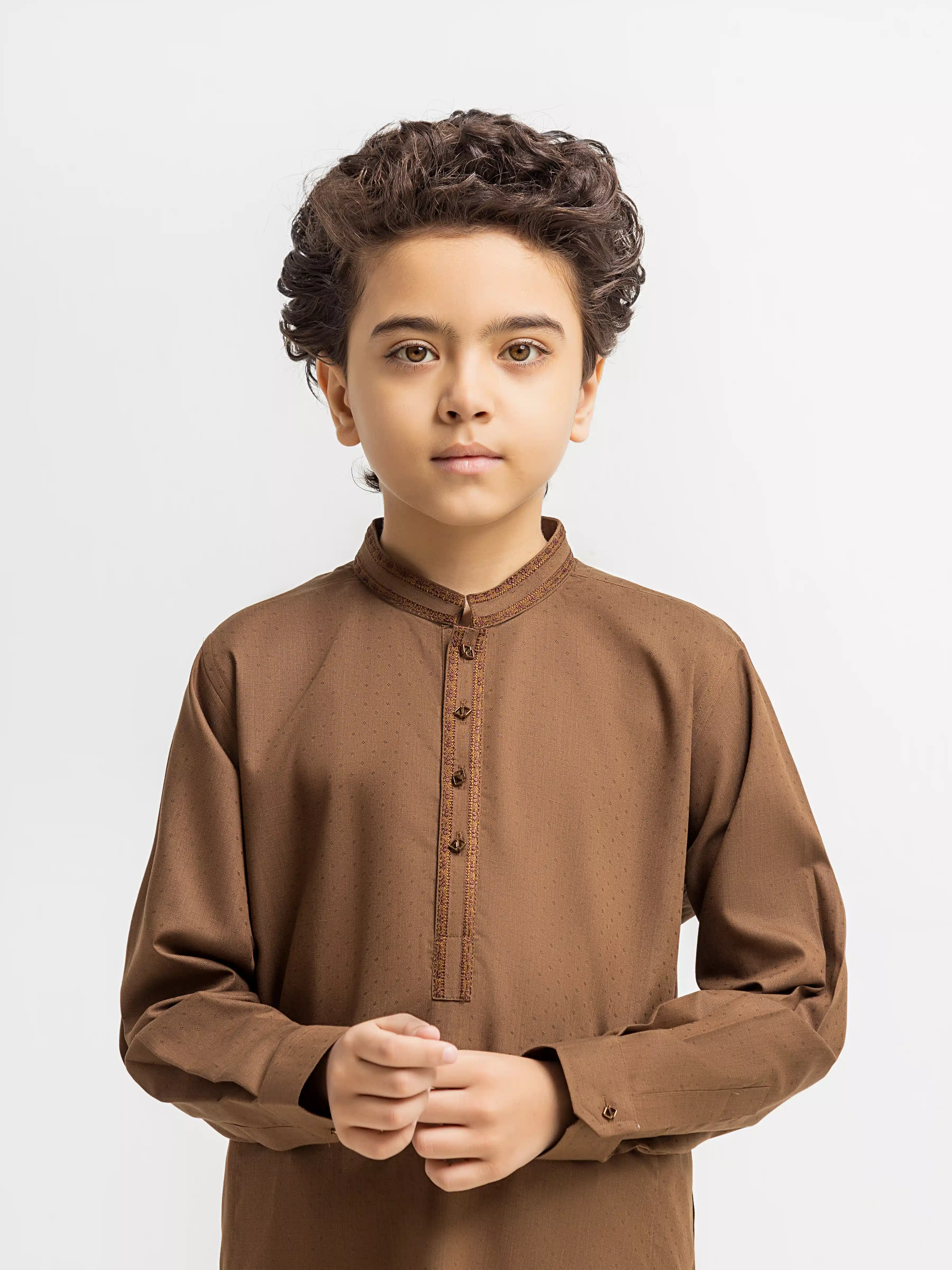 Boy's Brown Kurta Shalwar - EBTKS6-4104 - Image 2