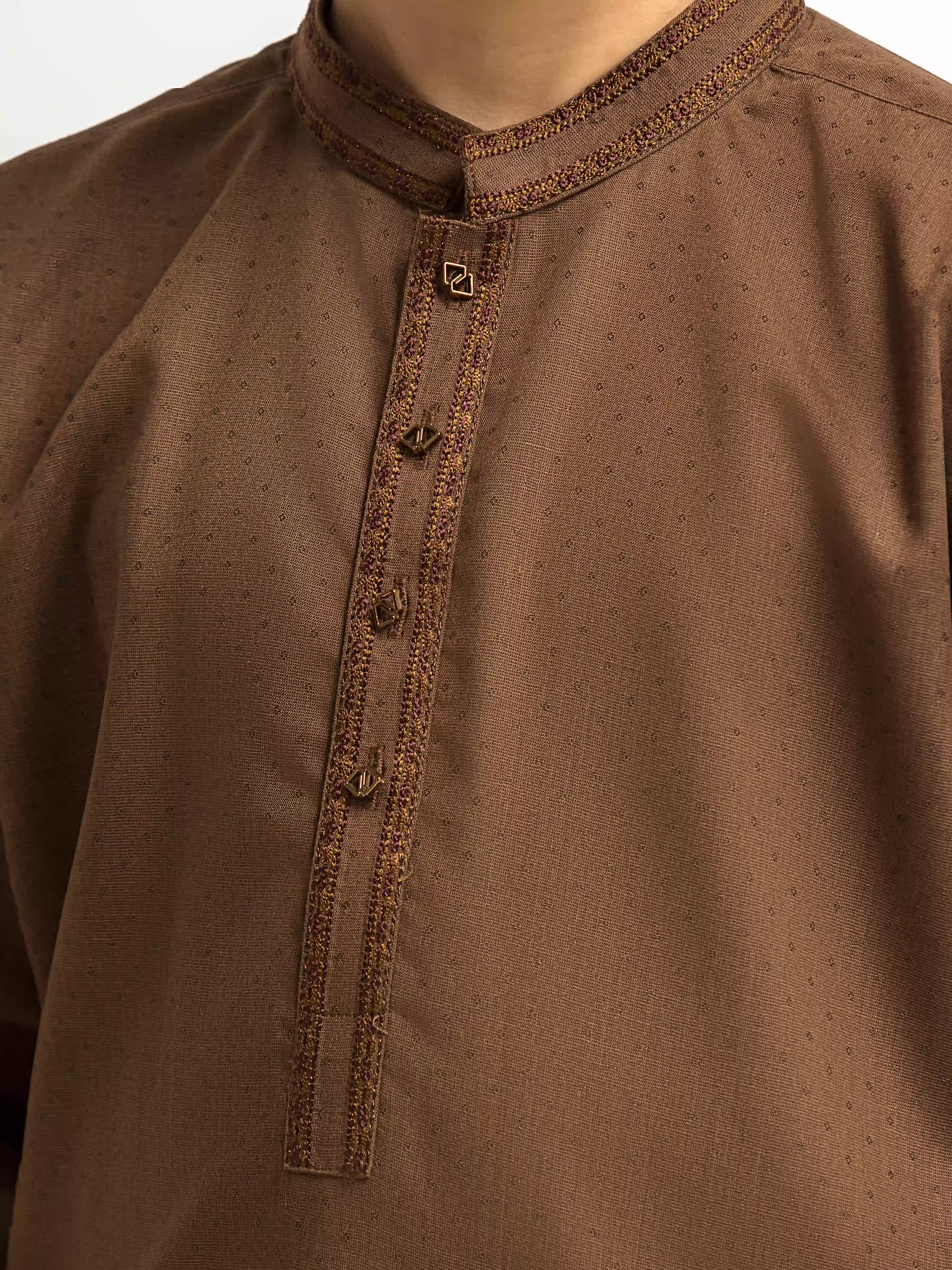 Boy's Brown Kurta Shalwar - EBTKS6-4104 - Image 3