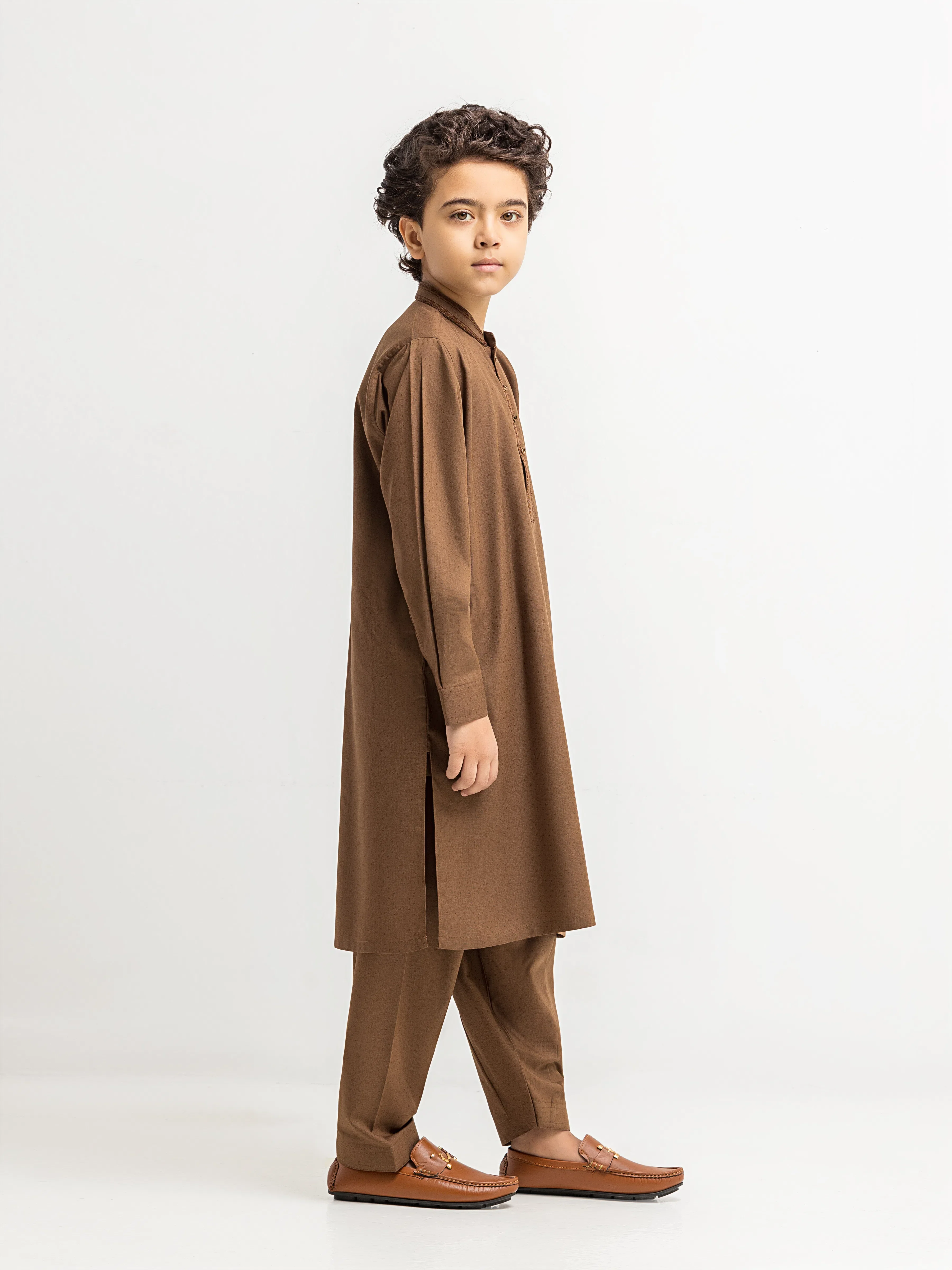 Boy's Brown Kurta Shalwar - EBTKS6-4104 - Image 4