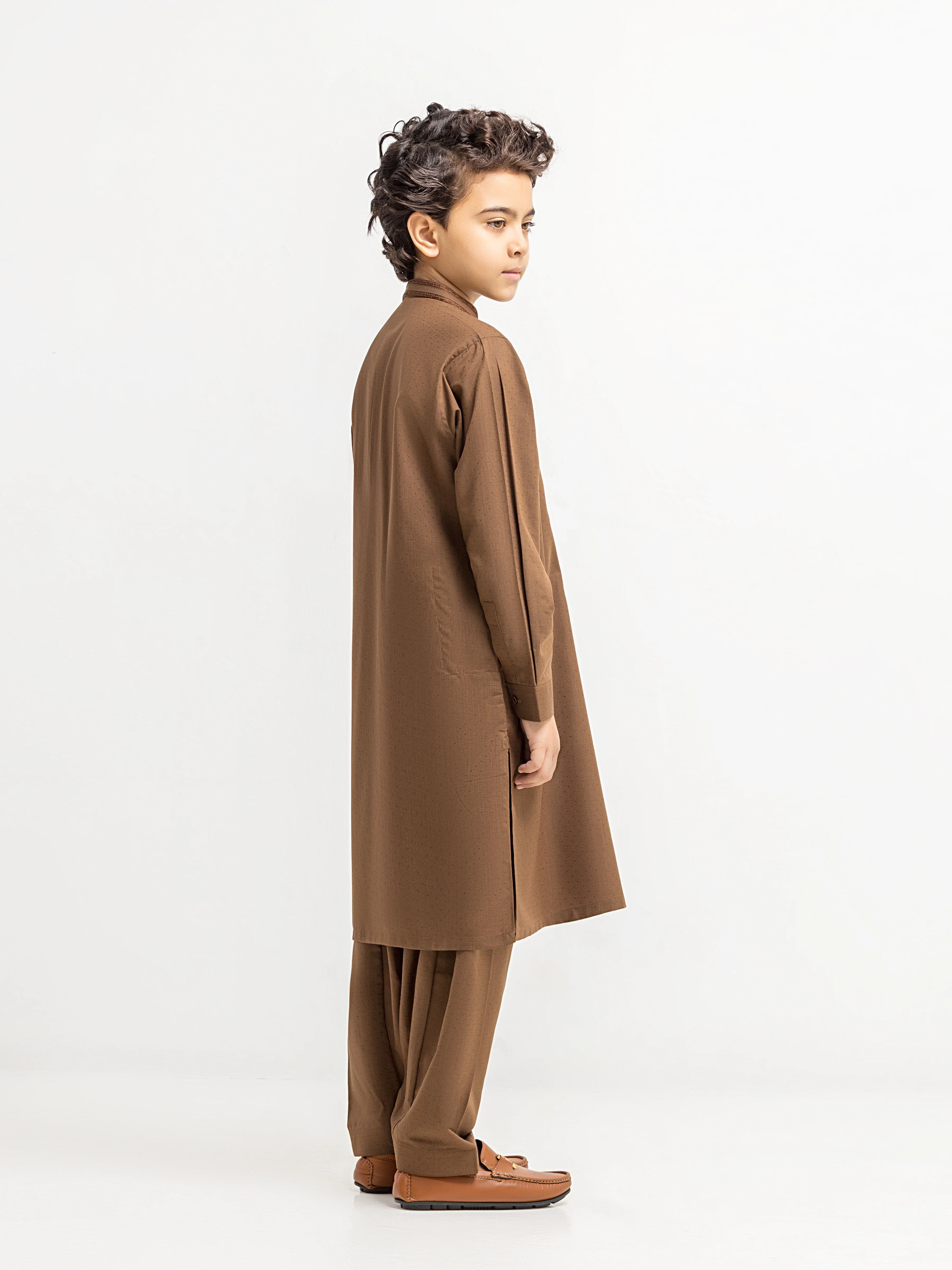 Boy's Brown Kurta Shalwar - EBTKS6-4104 - Image 5