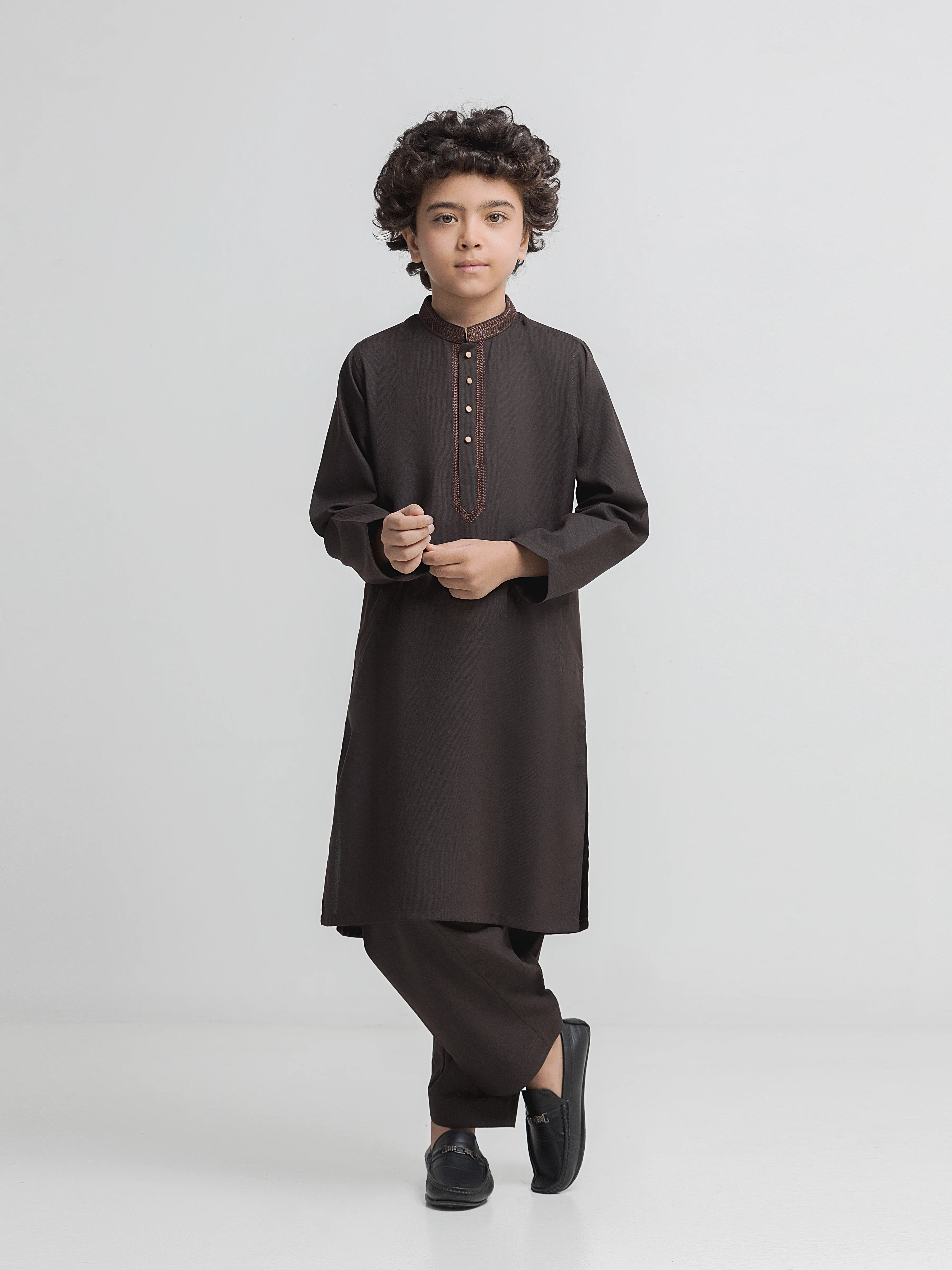 Boy's Brown Kurta Shalwar - EBTKS6-4108