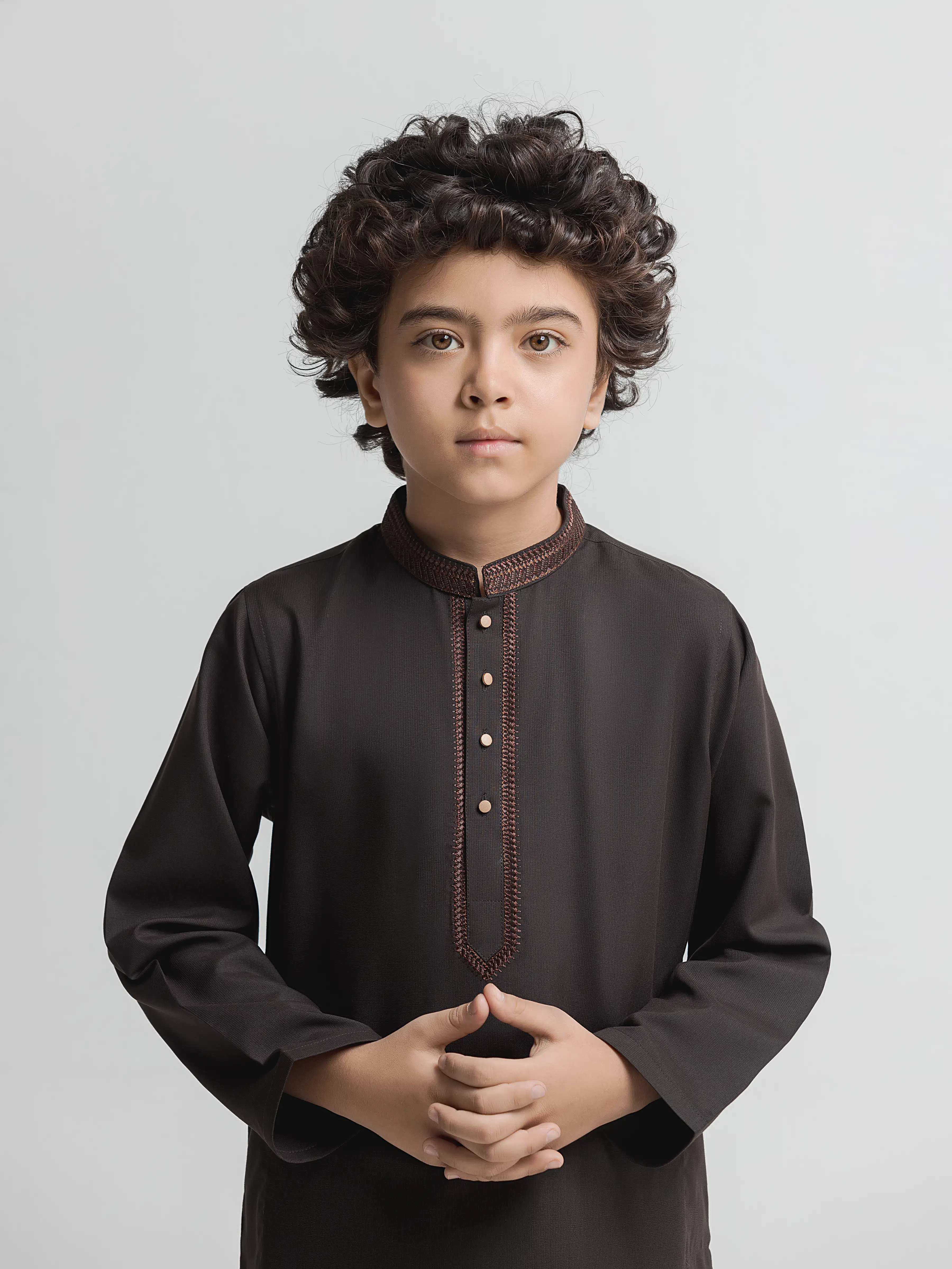 Boy's Brown Kurta Shalwar - EBTKS6-4108 - Image 2