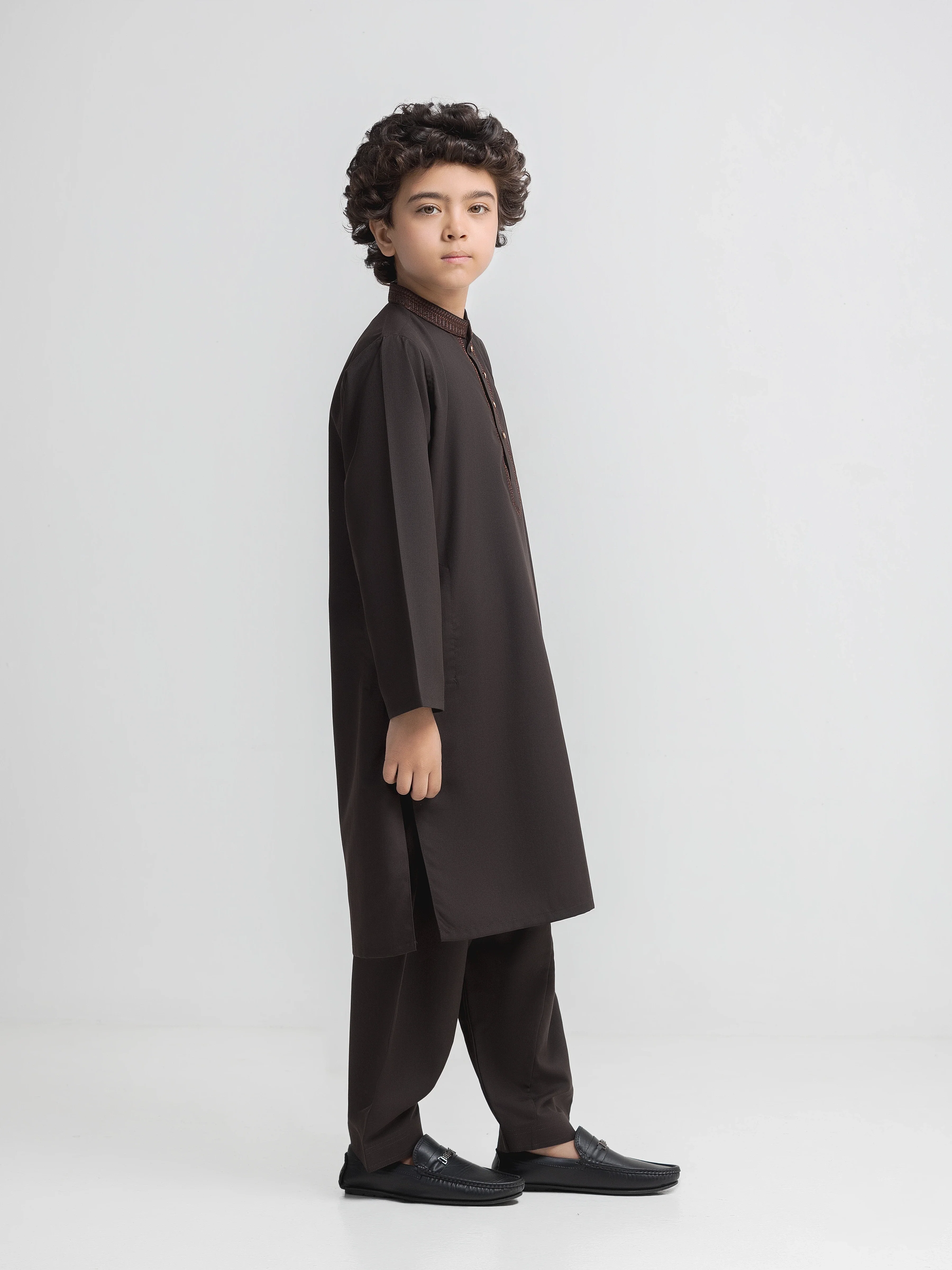 Boy's Brown Kurta Shalwar - EBTKS6-4108 - Image 4