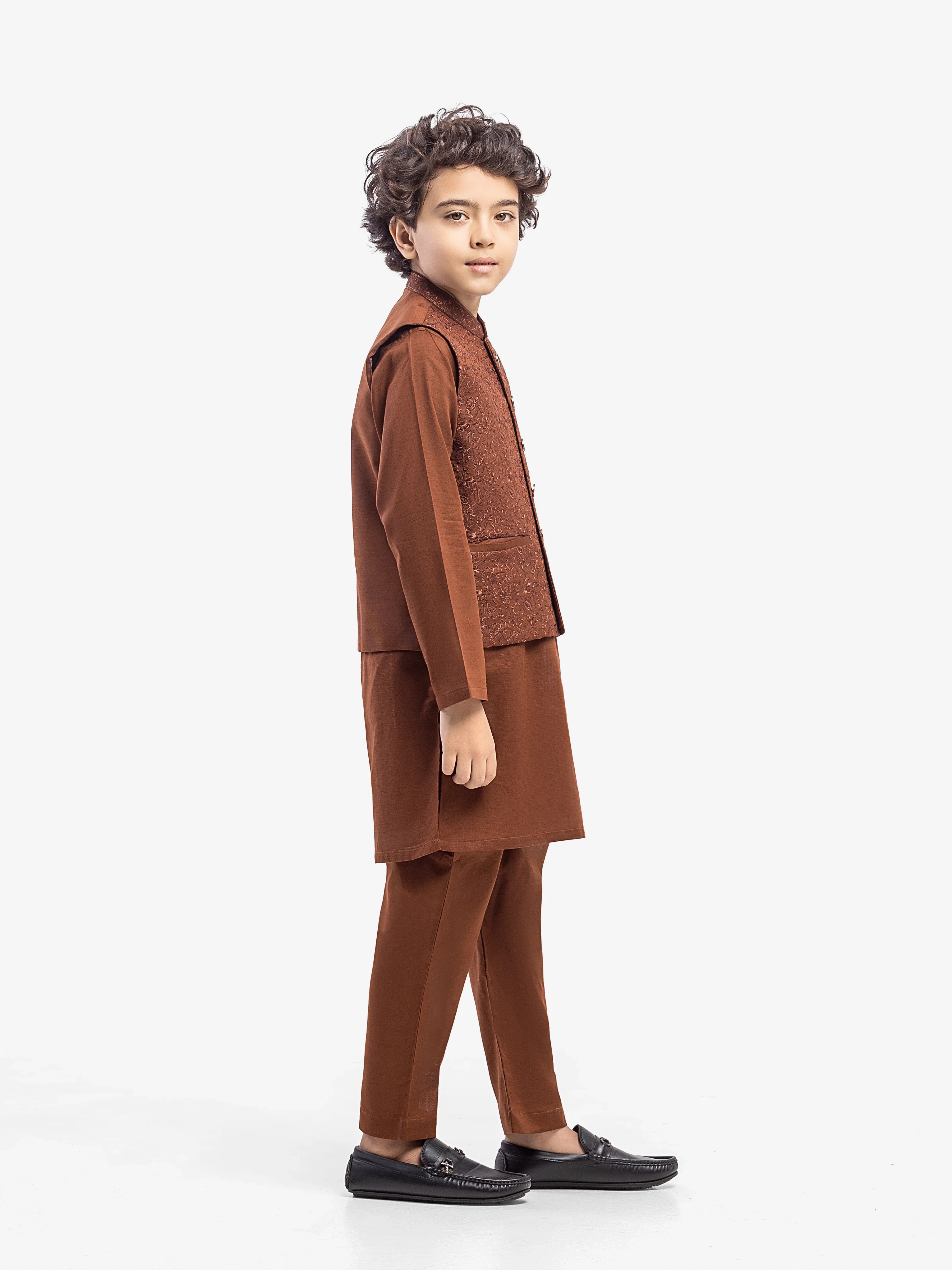 Boy's Brown Waist Coat Suit - EBTWCS5-25214 - Image 4