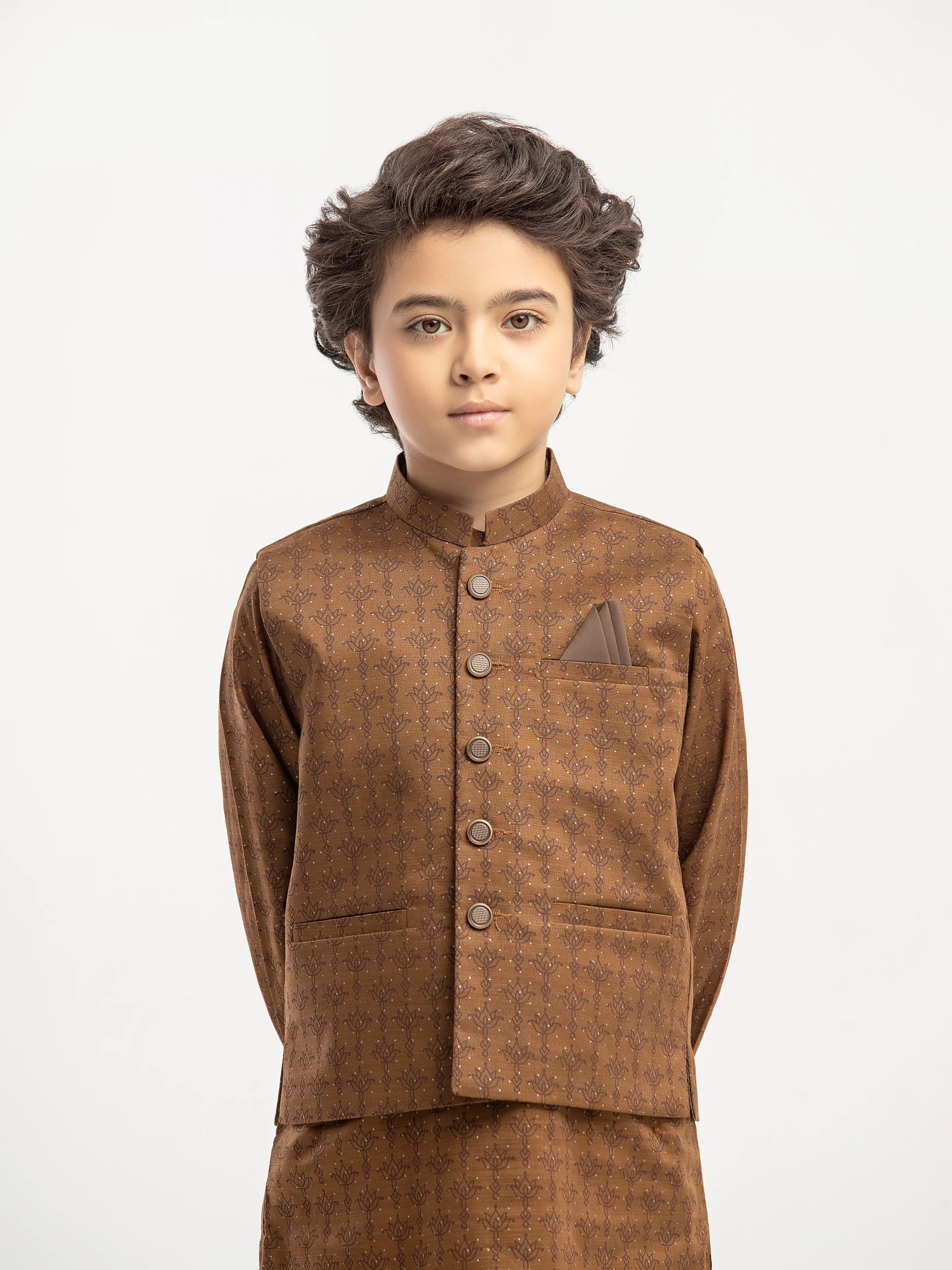 Boy's Brown Waist Coat Suit - ECBTWCS5-065 - Image 2