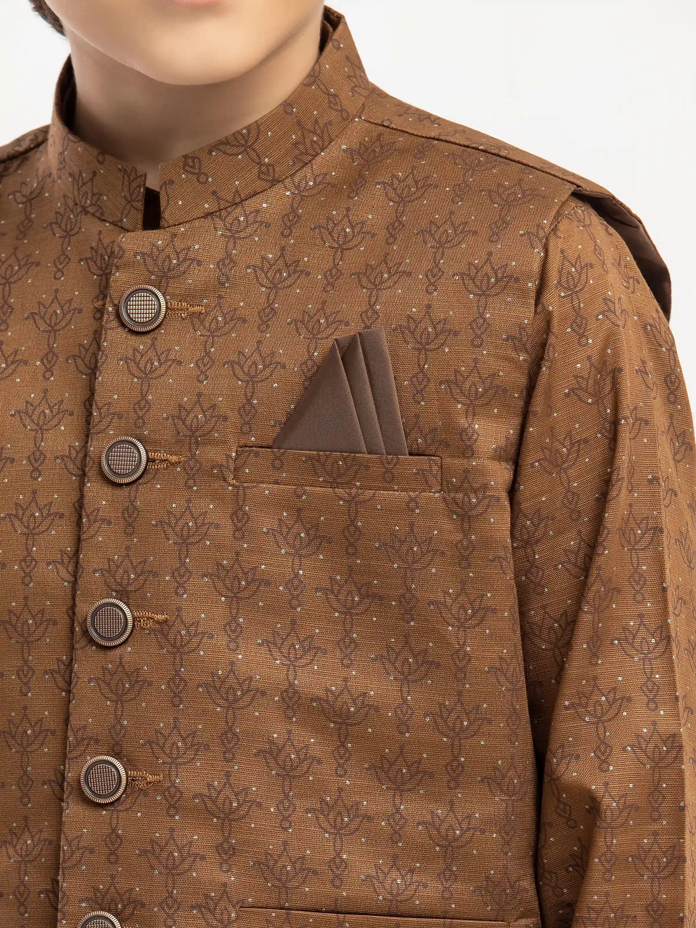 Boy's Brown Waist Coat Suit - ECBTWCS5-065 - Image 3