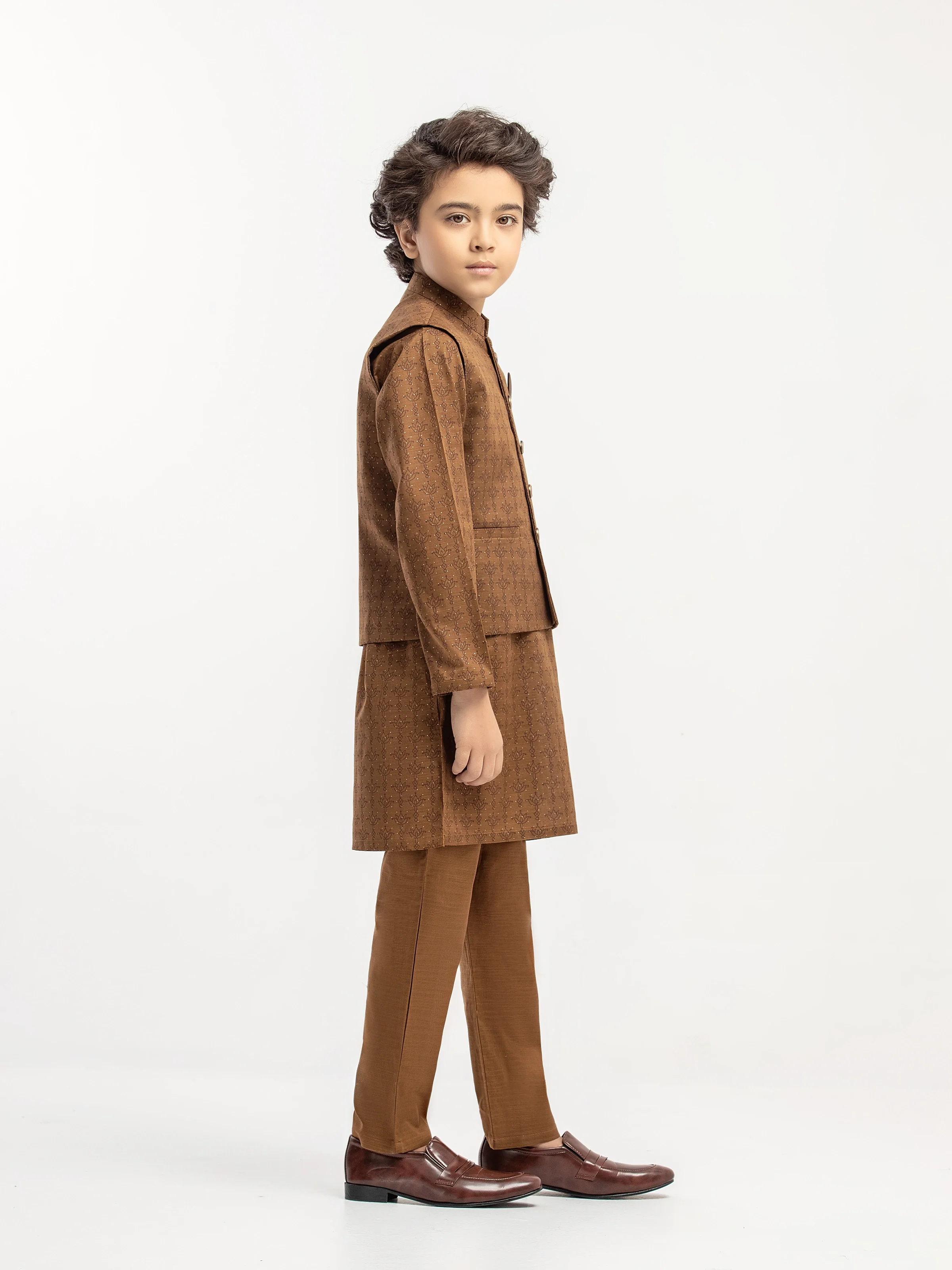 Boy's Brown Waist Coat Suit - ECBTWCS5-065 - Image 4