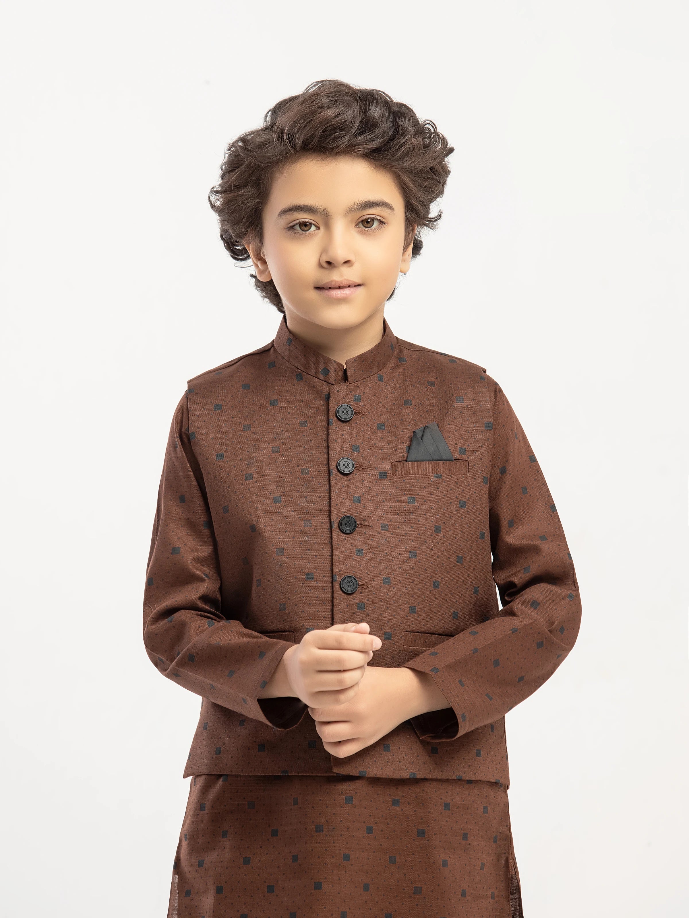 Boy's Brown Waist Coat Suit - ECBTWCS5-067 - Image 2