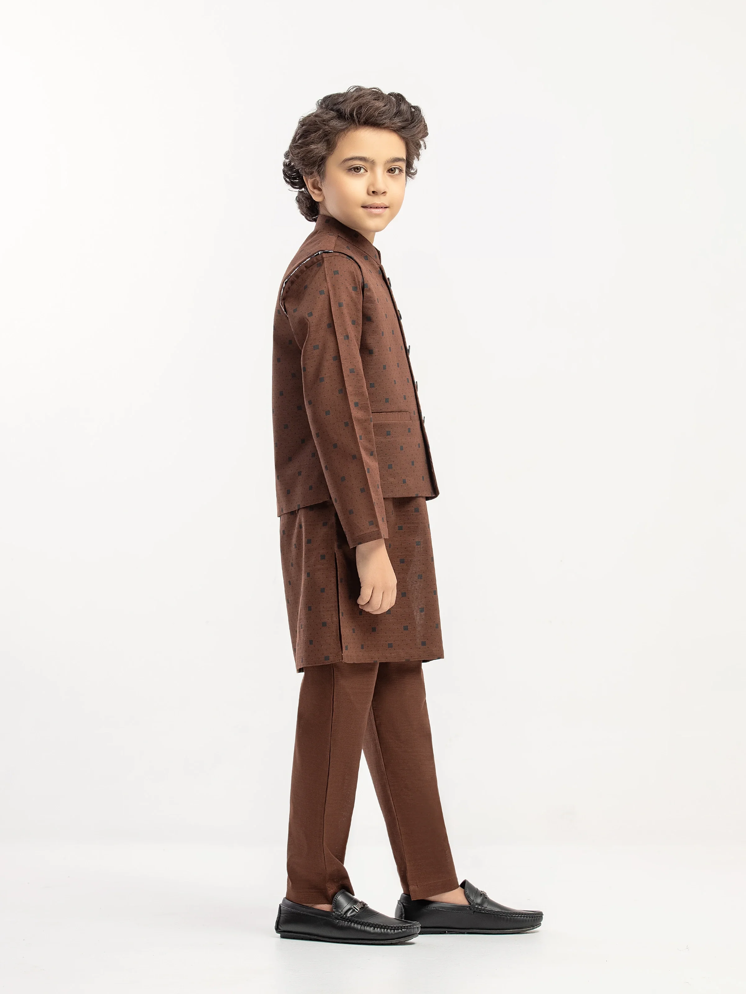 Boy's Brown Waist Coat Suit - ECBTWCS5-067 - Image 4