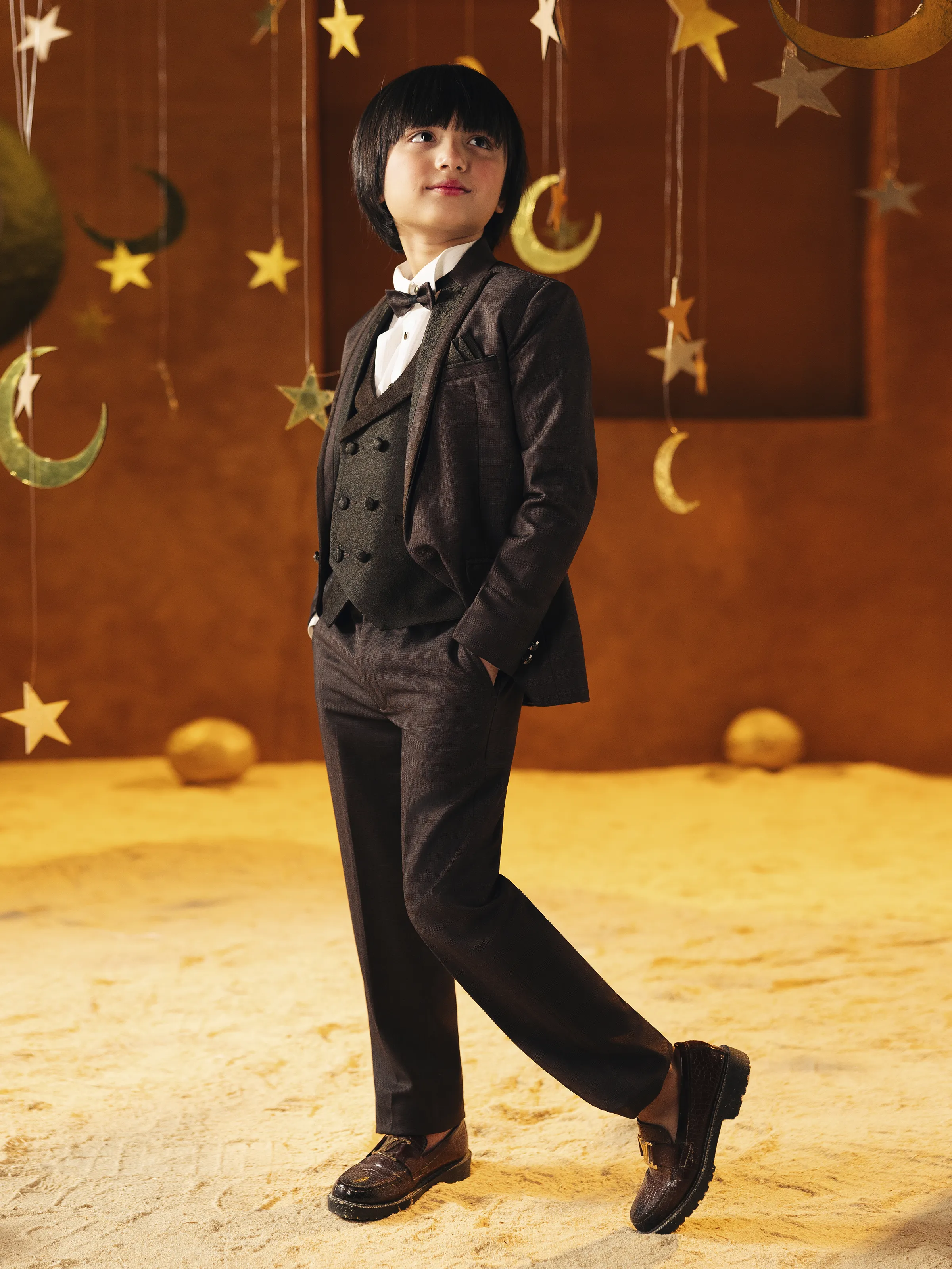 Boy's Burgundy Notch Collar Tuxedo Suit - EBTCPC5-4511 - Image 3