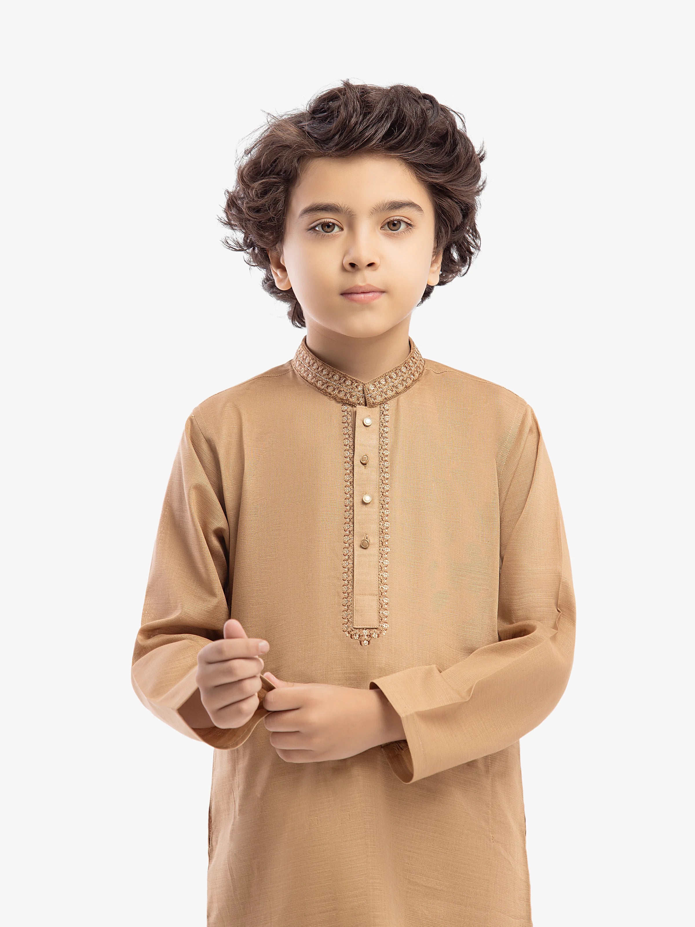 Boy's Camel Kurta Shalwar - EBTKS5-4060 - Image 2