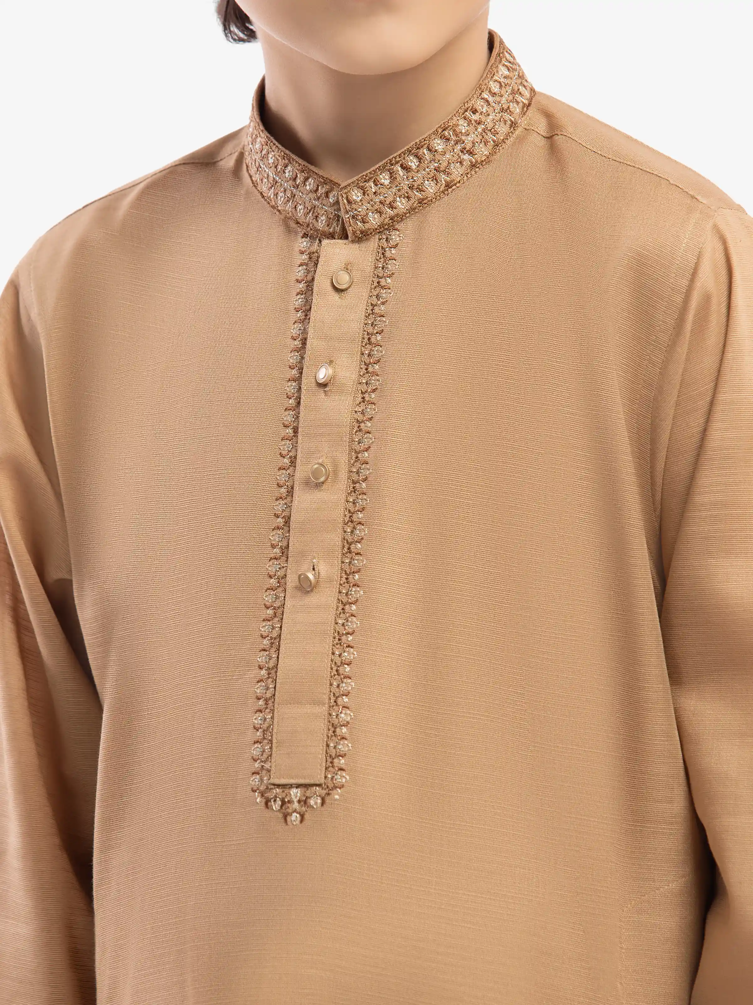 Boy's Camel Kurta Shalwar - EBTKS5-4060 - Image 3