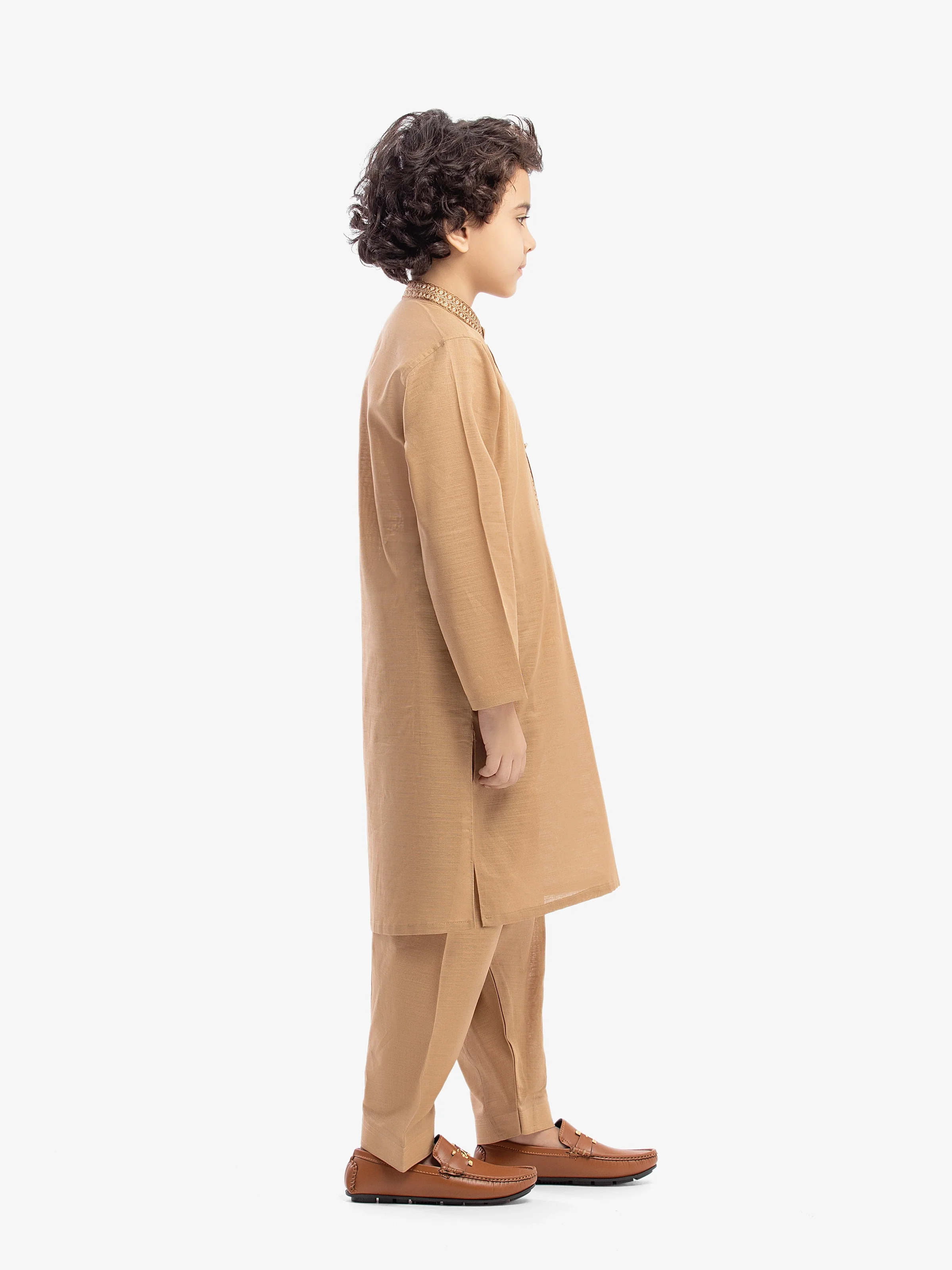Boy's Camel Kurta Shalwar - EBTKS5-4060 - Image 4