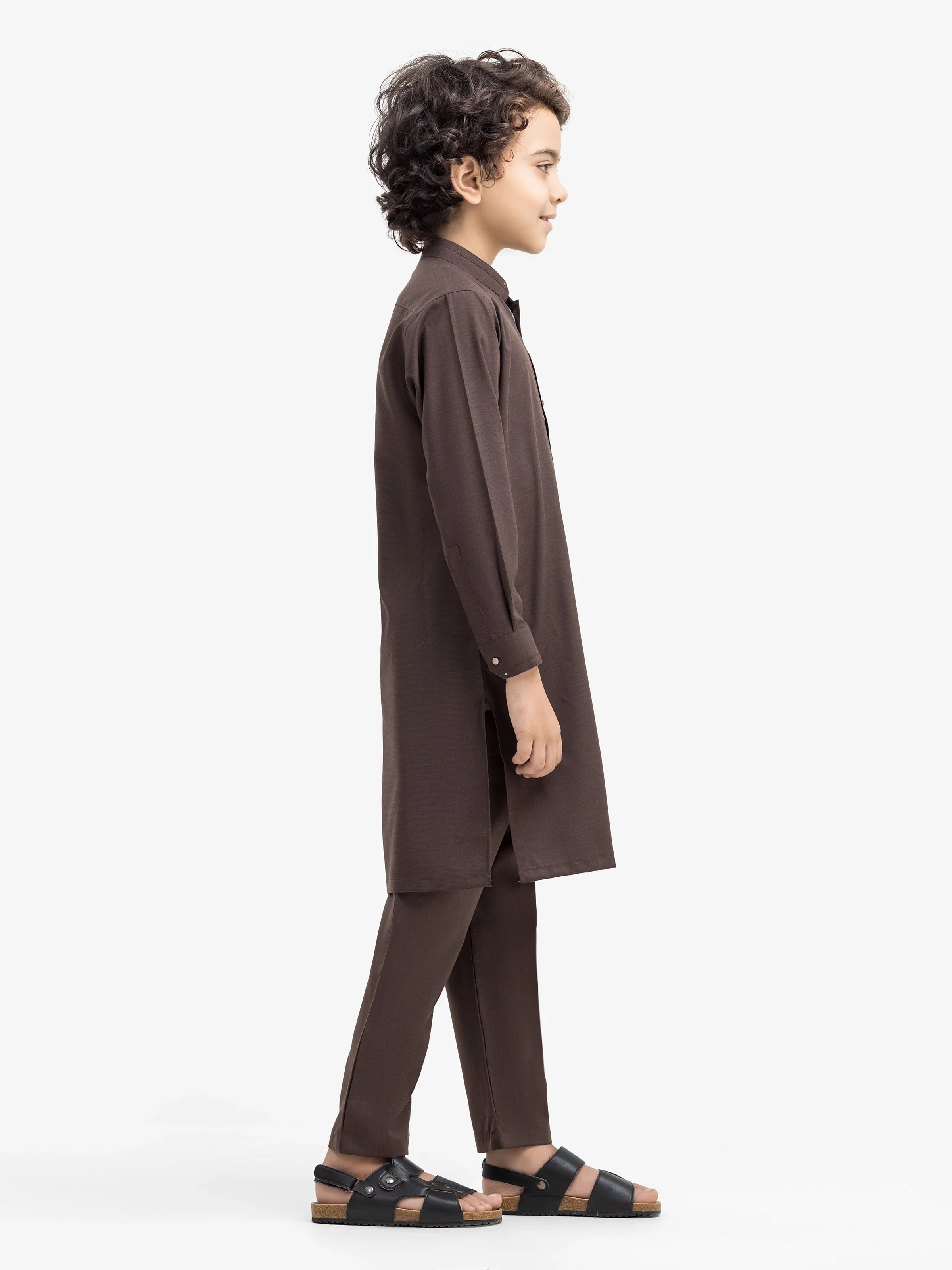 Boy's Chocolate Brown Kurta Pajama - EBTKP5-013 - Image 4