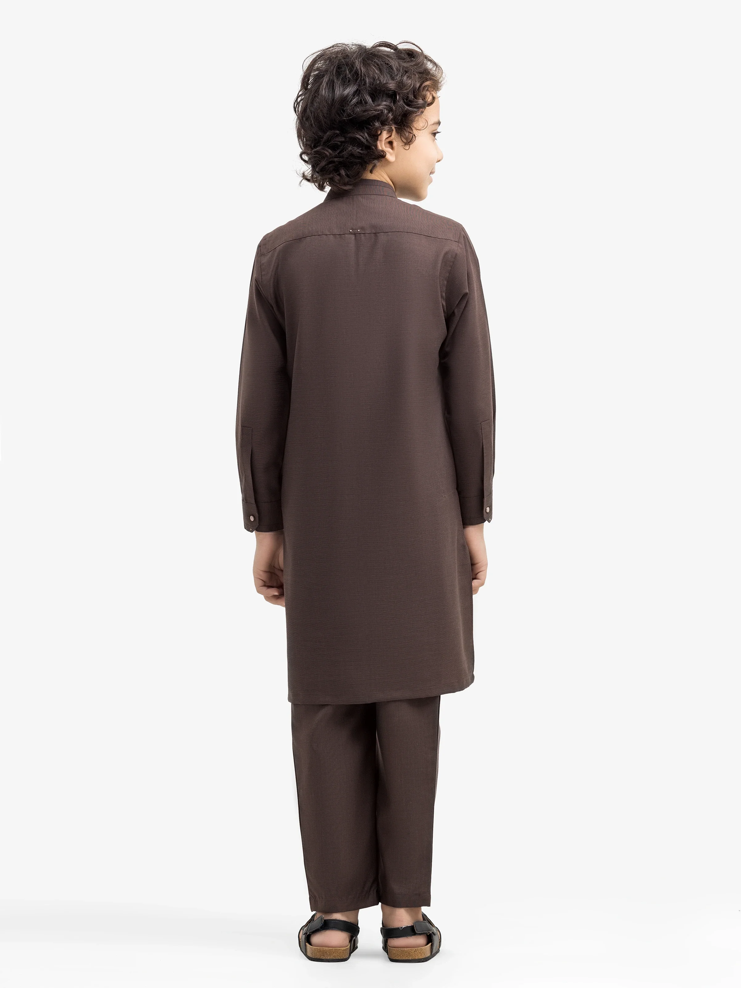 Boy's Chocolate Brown Kurta Pajama - EBTKP5-013 - Image 5
