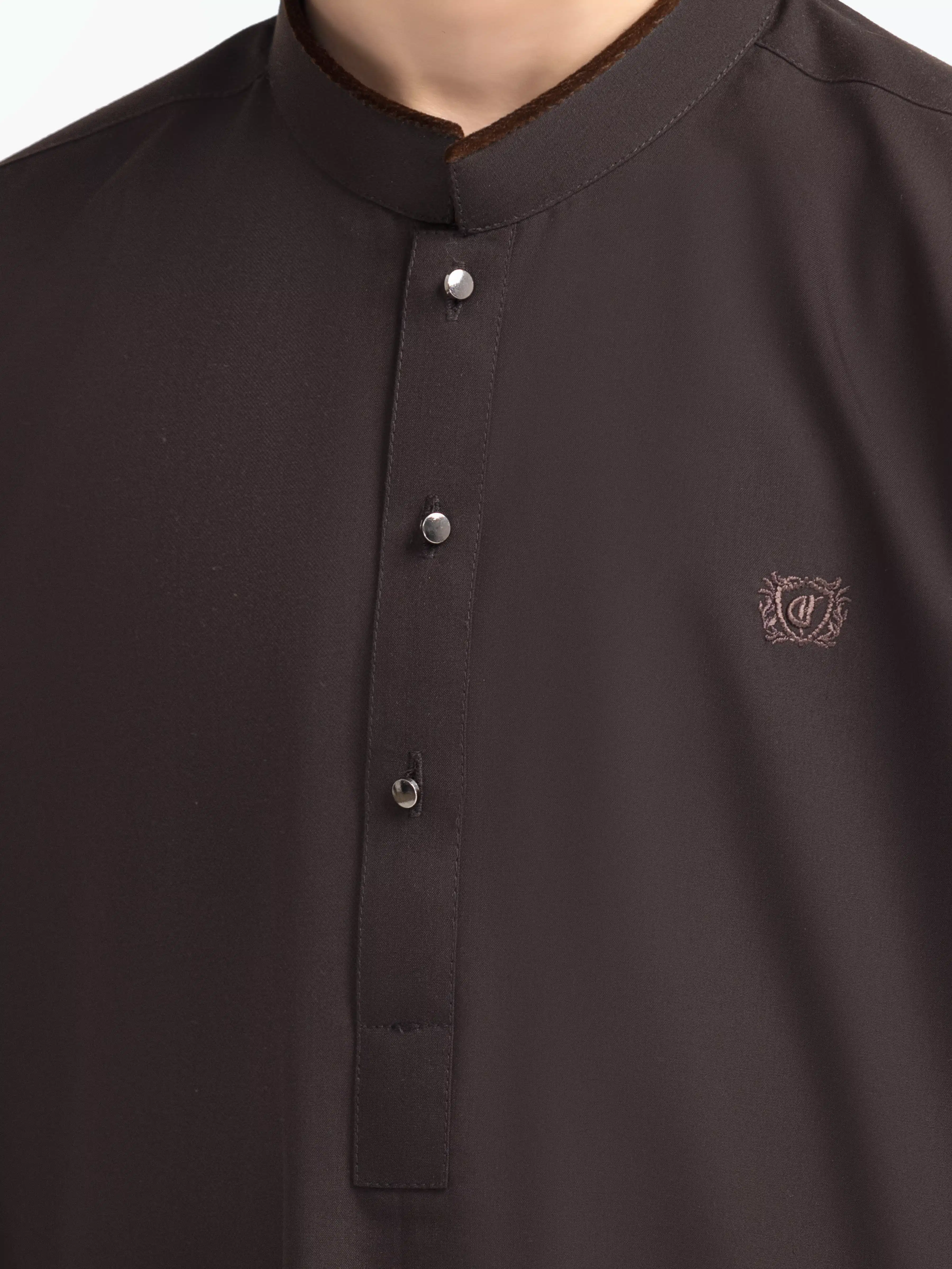 Boy's Chocolate Brown Kurta Shalwar - EBTKS5-4028 - Image 3