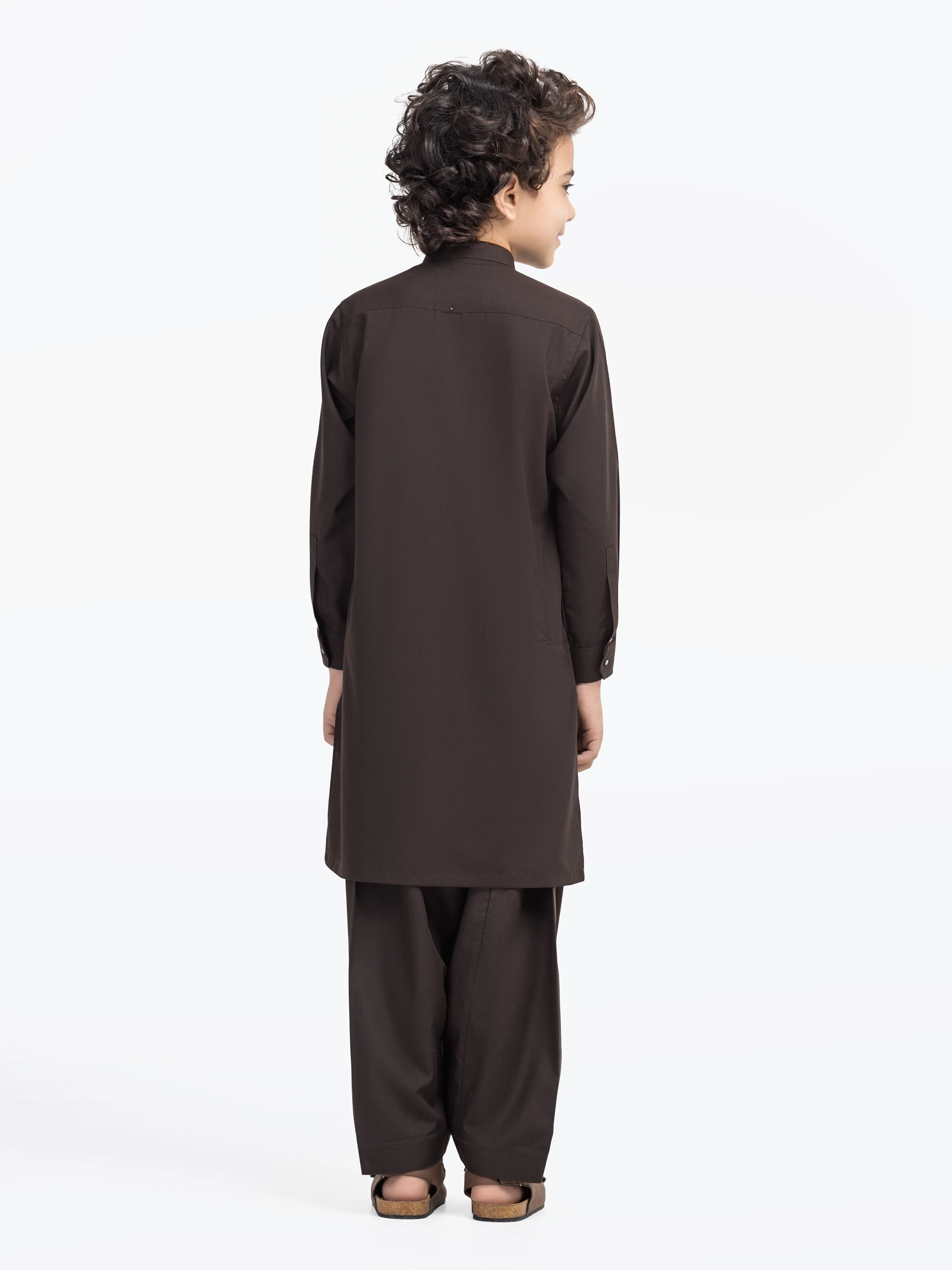 Boy's Chocolate Brown Kurta Shalwar - EBTKS5-4028 - Image 5