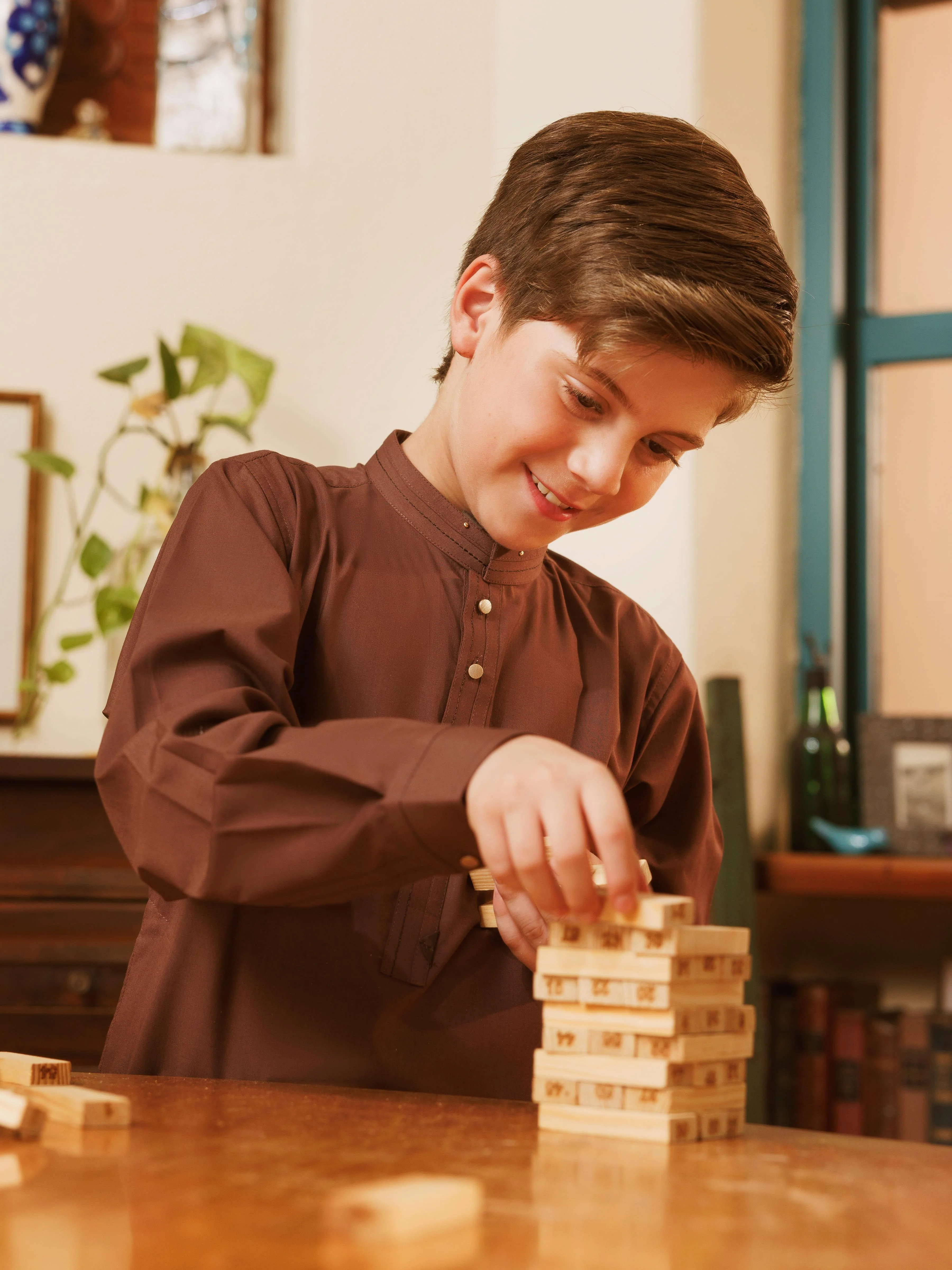 Boy's Chocolate Brown Kurta Shalwar - EBTKS5-4043 - Image 2