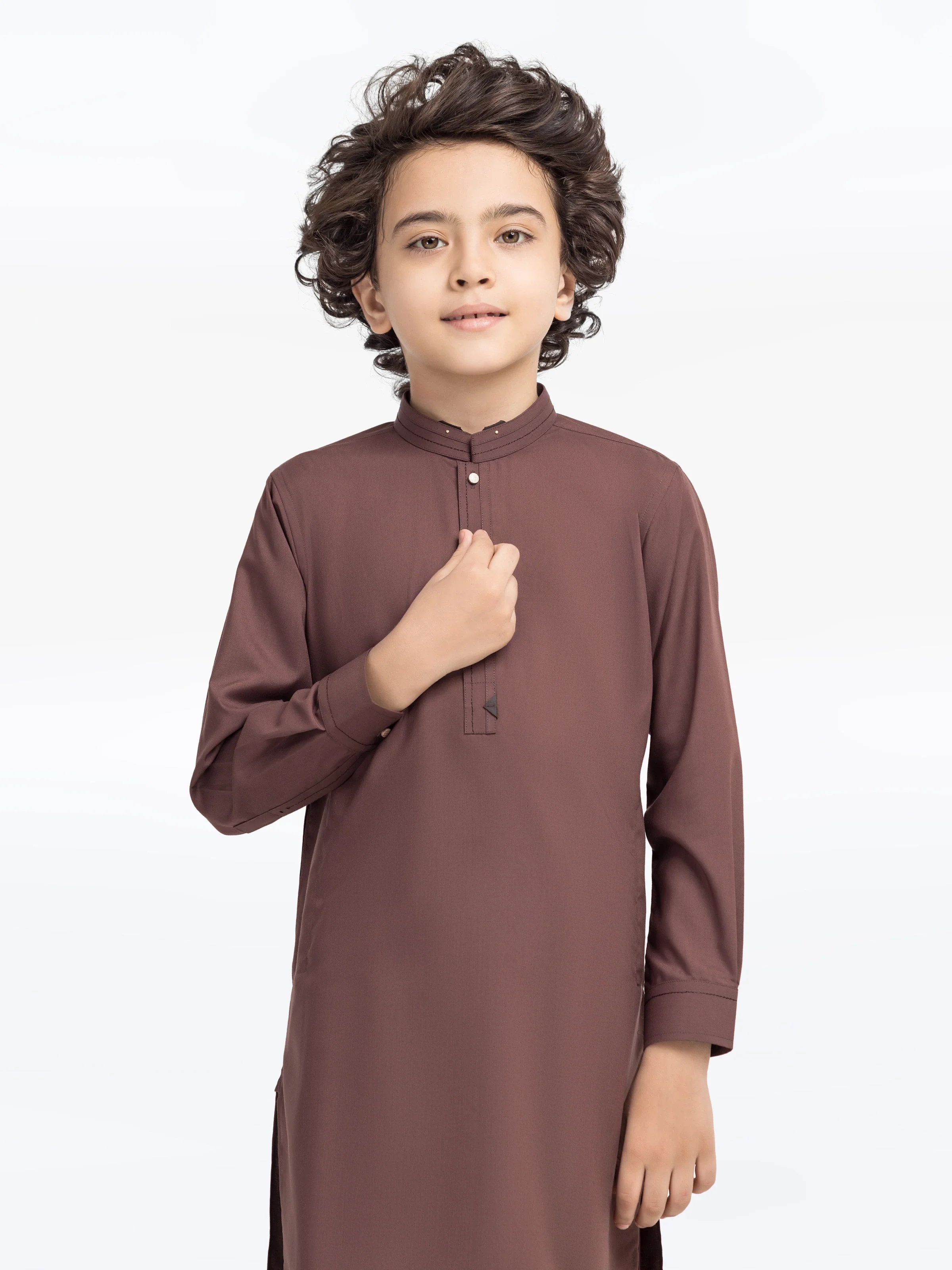 Boy's Chocolate Brown Kurta Shalwar - EBTKS5-4043 - Image 5