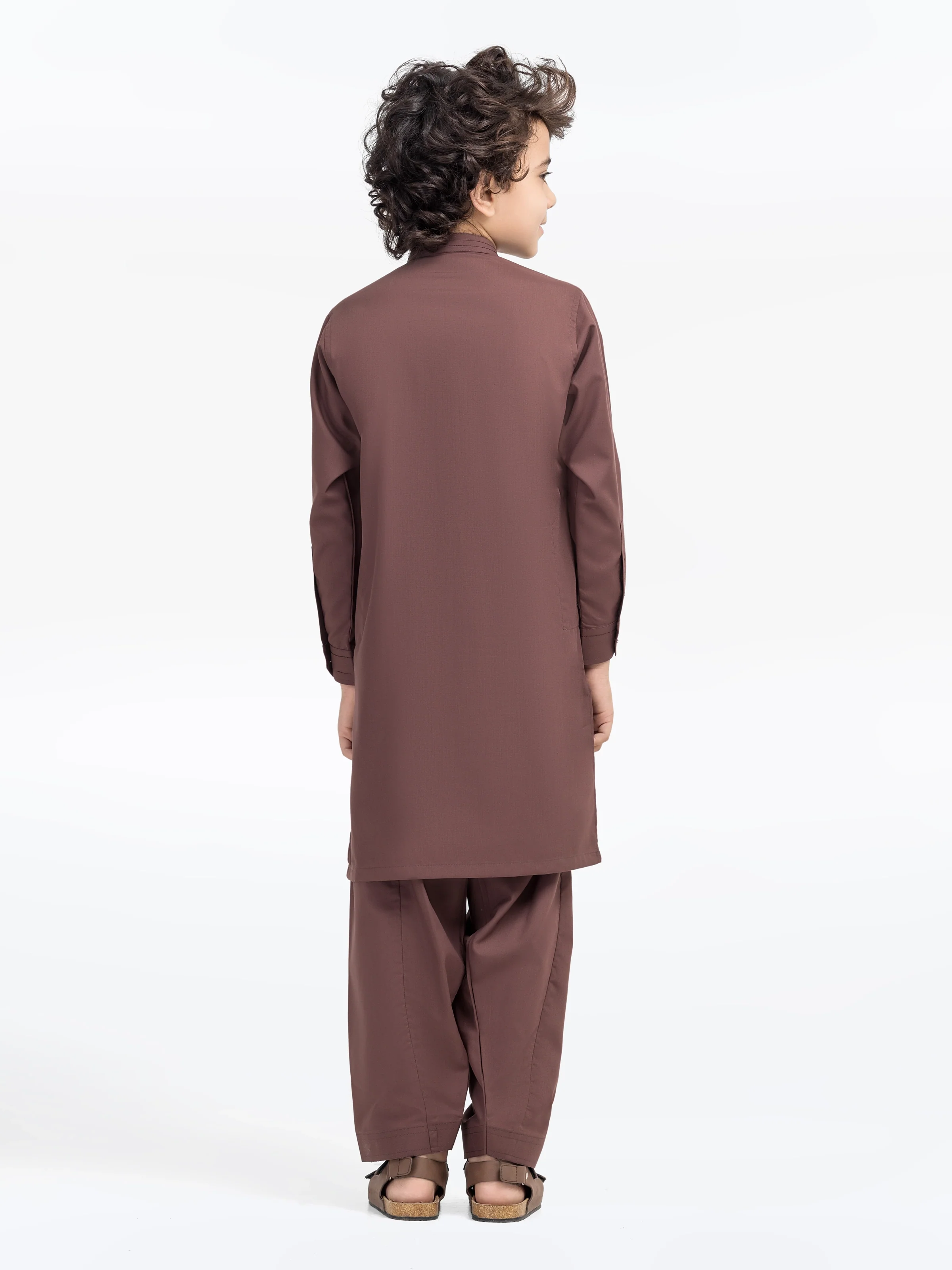 Boy's Chocolate Brown Kurta Shalwar - EBTKS5-4043 - Image 6