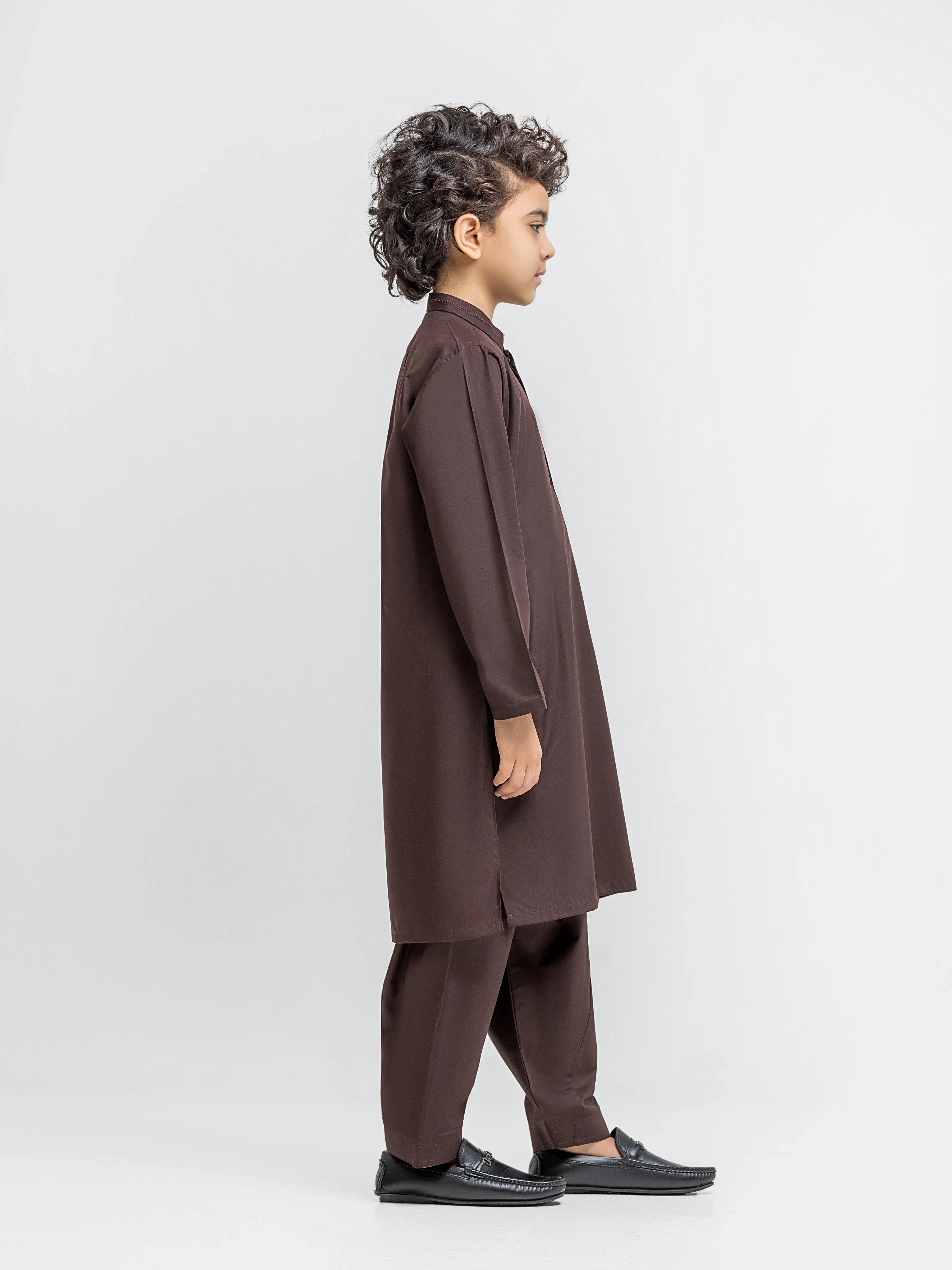 Boy's Chocolate Brown Kurta Shalwar - EBTKS5-4067 - Image 4