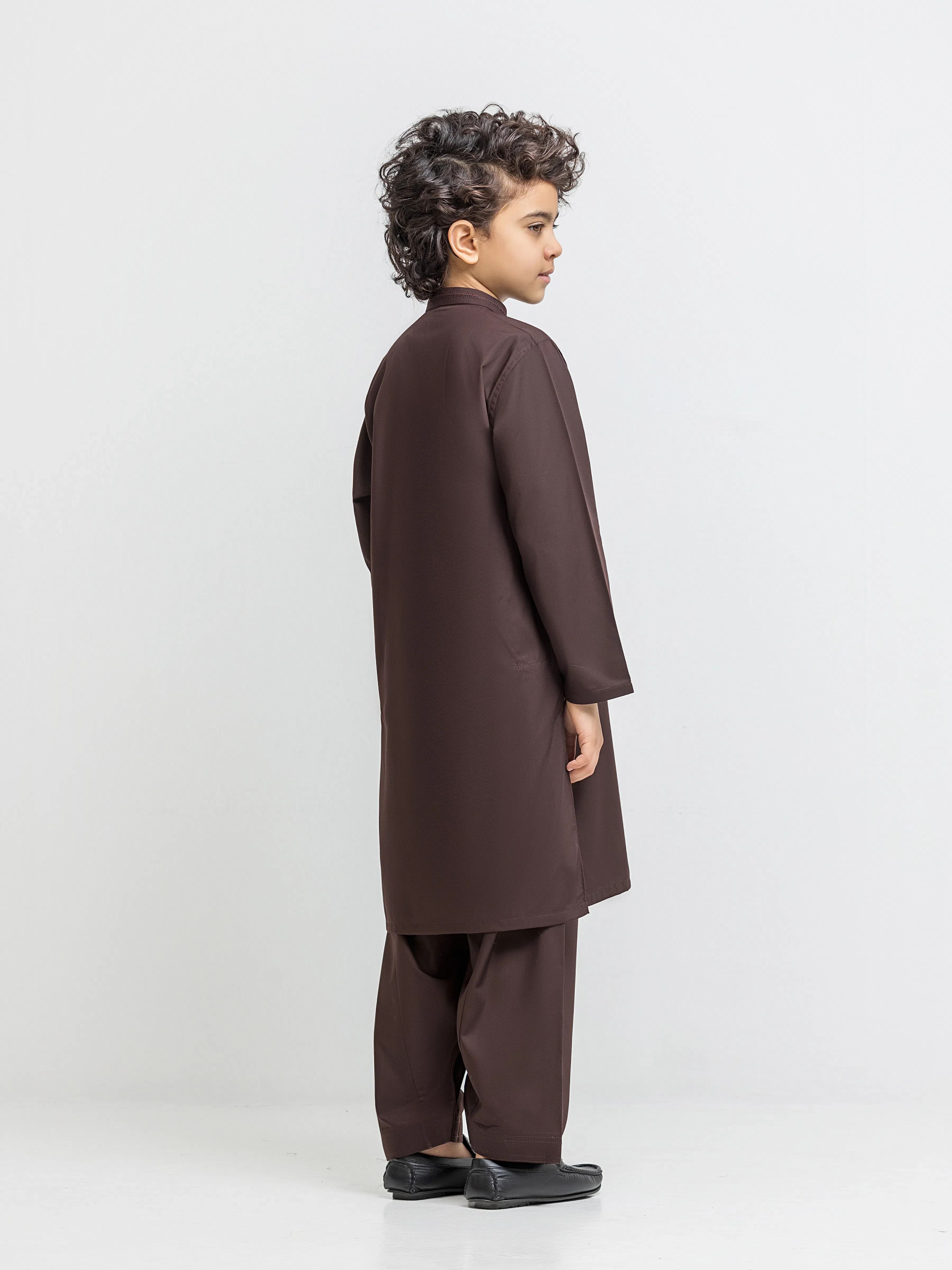 Boy's Chocolate Brown Kurta Shalwar - EBTKS5-4067 - Image 5