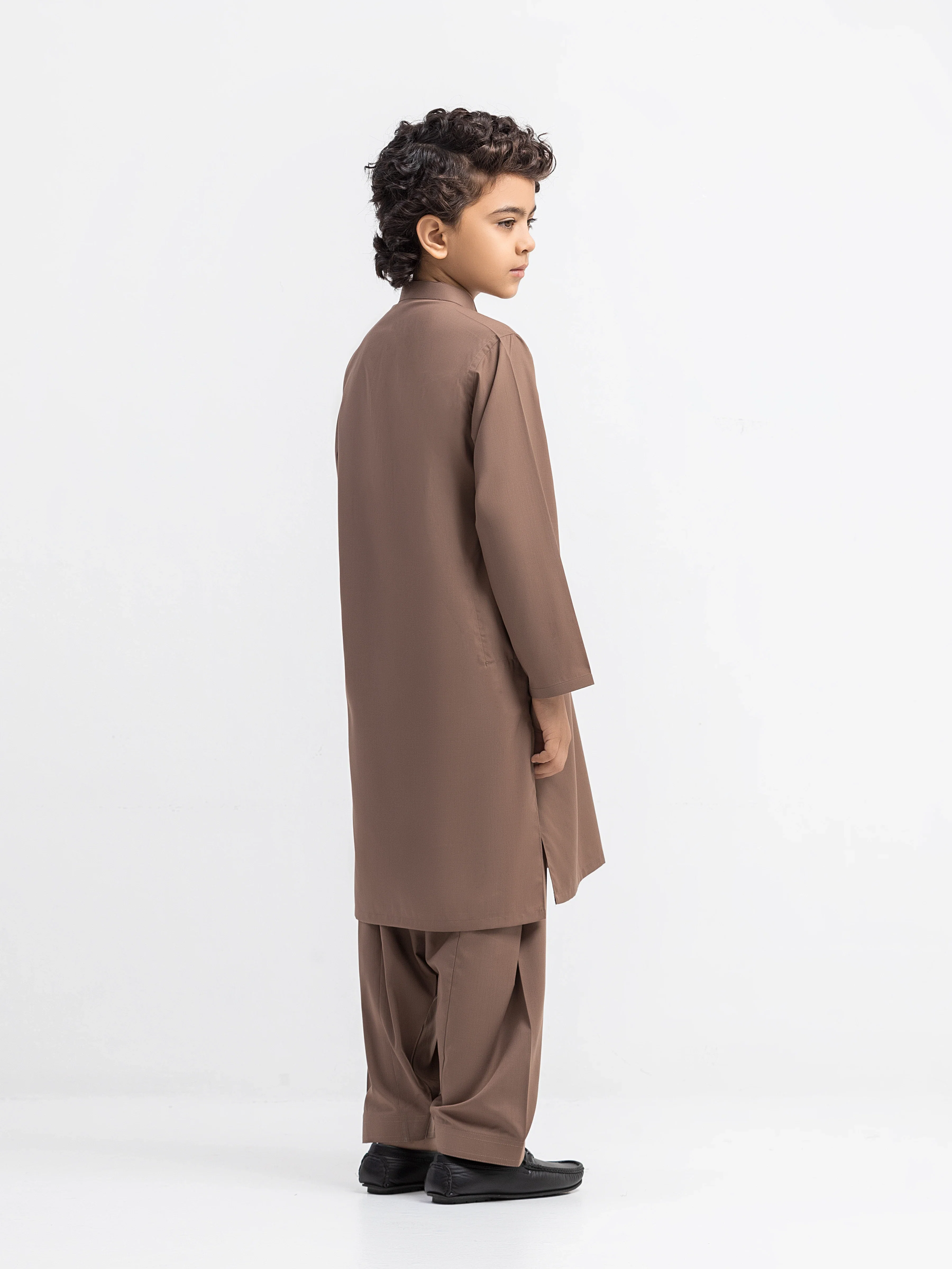 Boy's Coffee Brown Kurta Shalwar - EBTKS5-4063 - Image 4