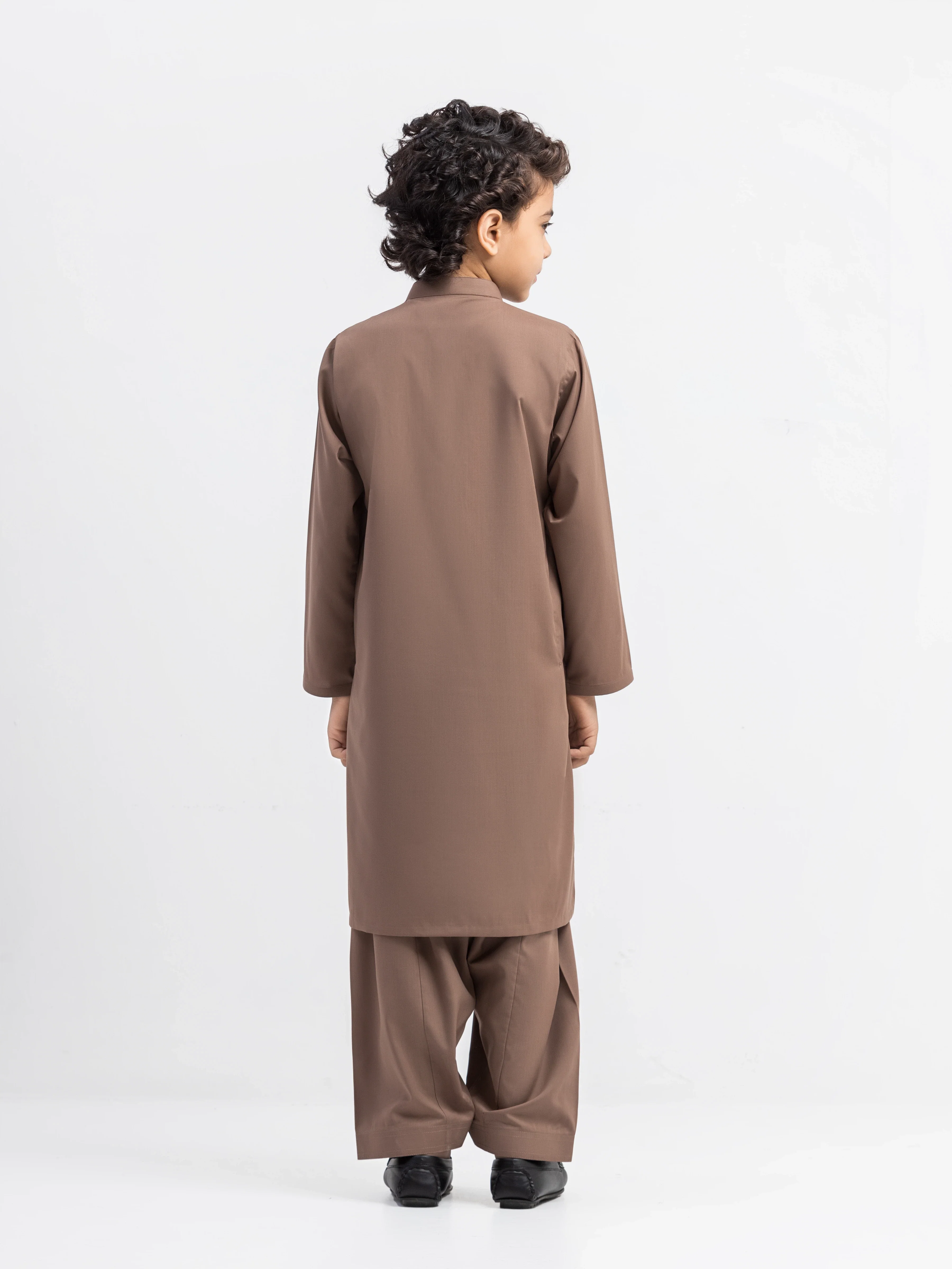 Boy's Coffee Brown Kurta Shalwar - EBTKS5-4063 - Image 5