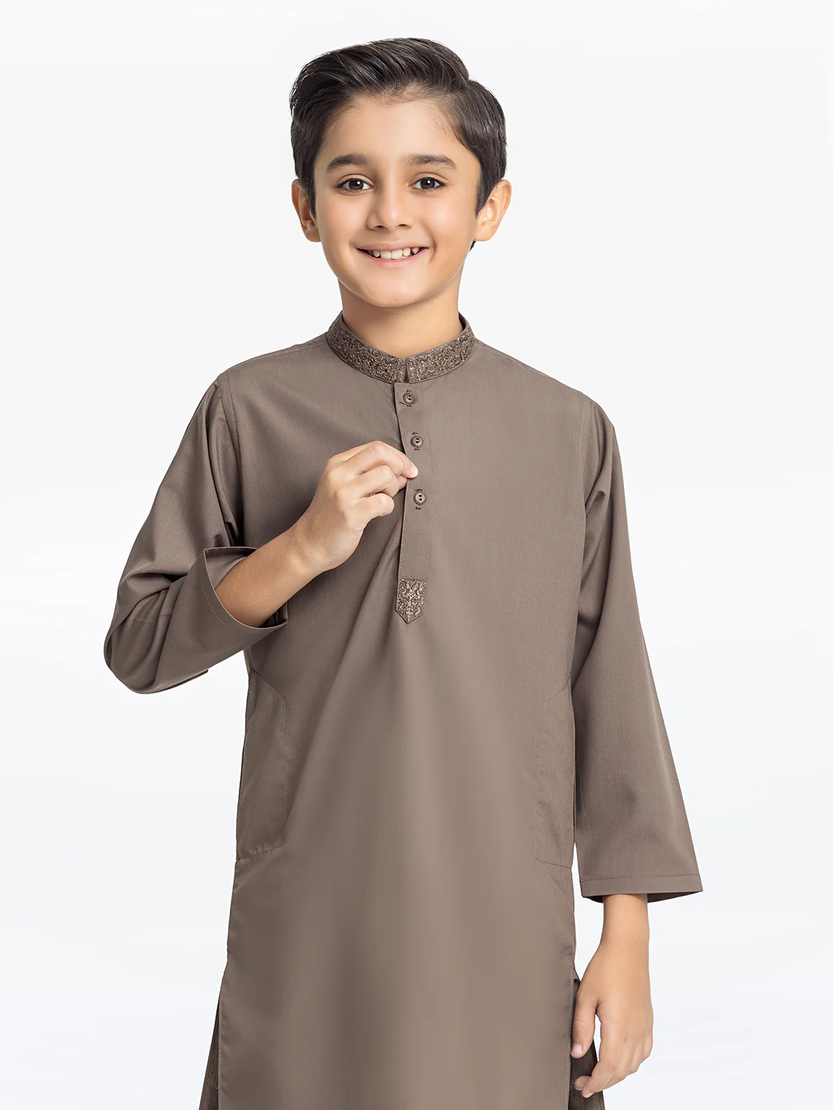 Boy's Coffee Kurta Shalwar - EBTKS24-3968 - Image 2