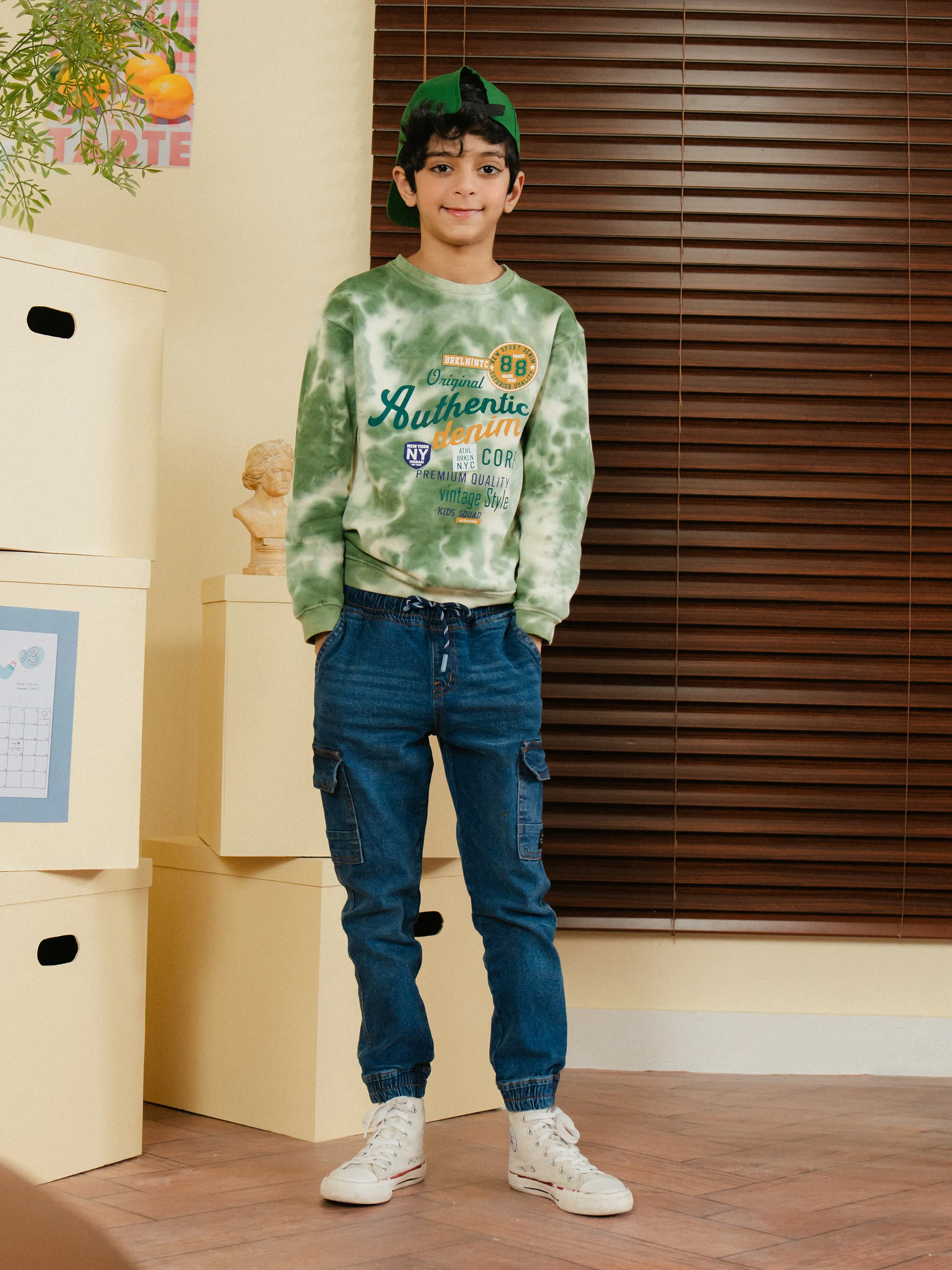 Boy's Cream & Green Sweatshirt - EBTSS24-006 - Image 2
