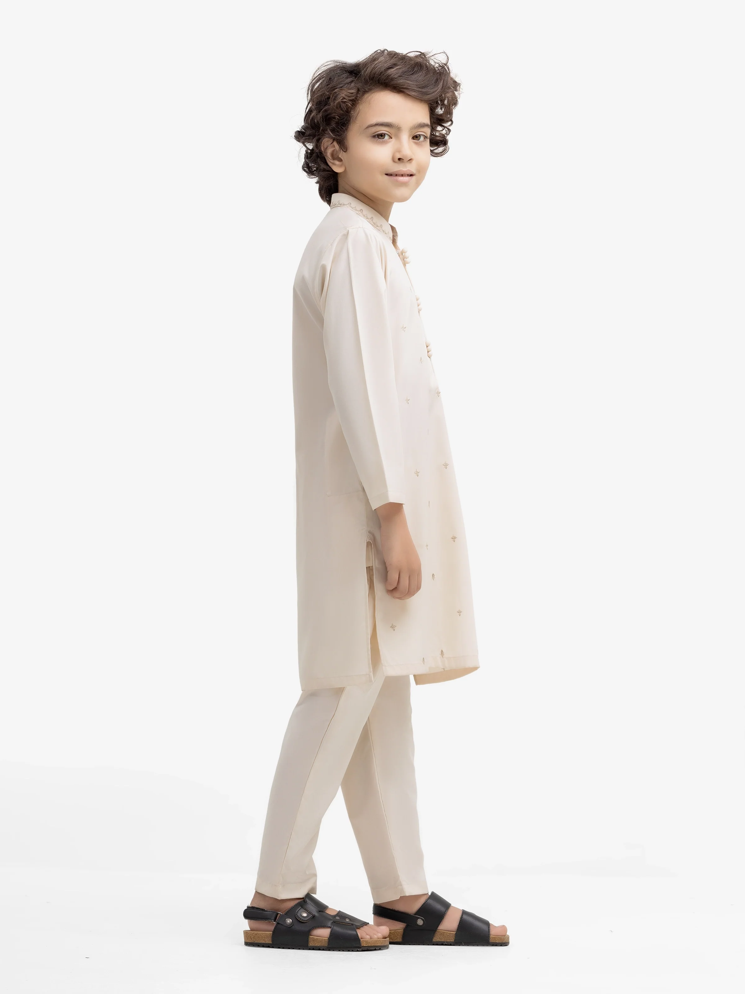 Boy's Cream Kurta Pajama - EBTKP5-015 - Image 4