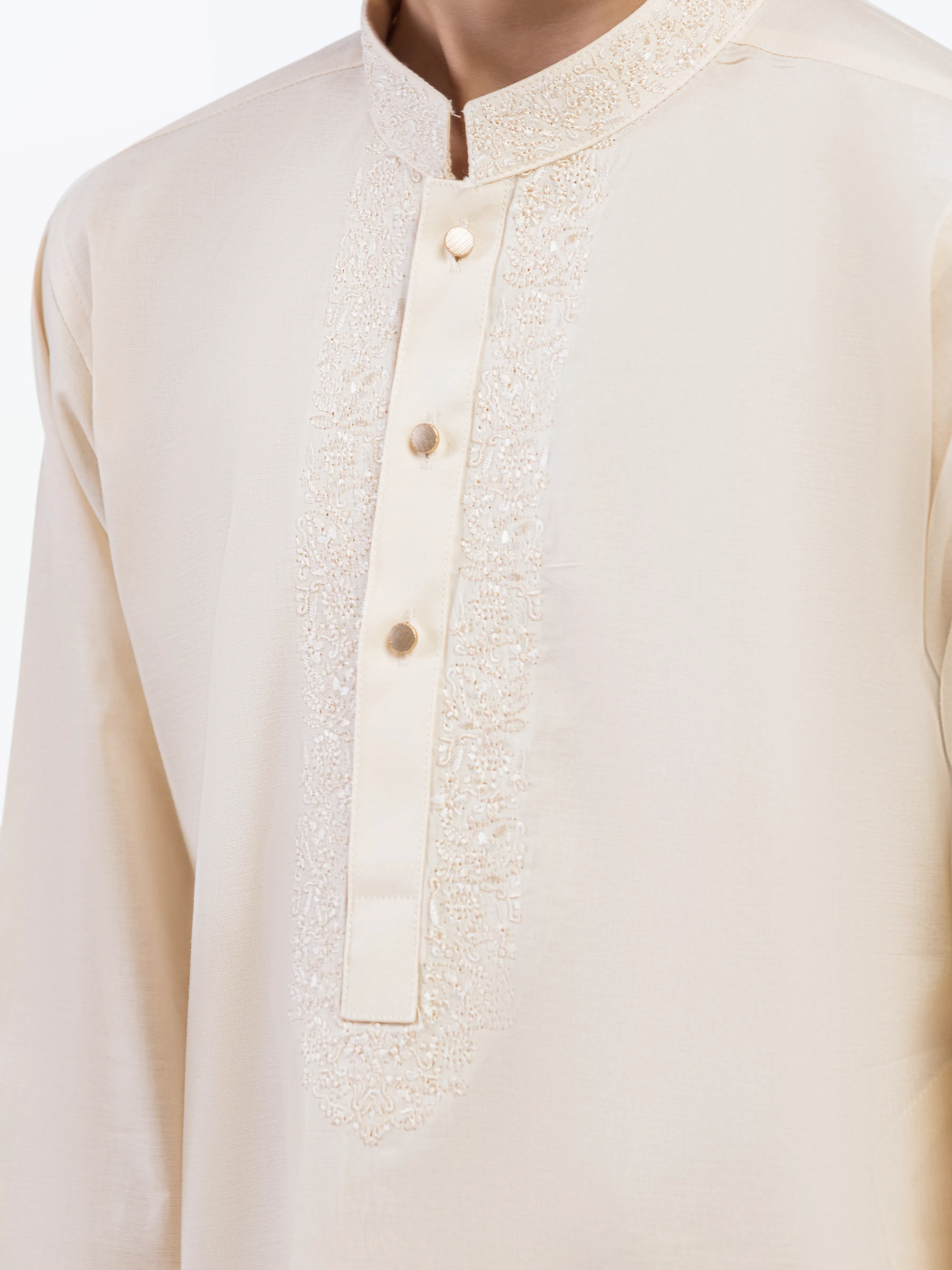 Boy's Cream Kurta Pajama - EBTKP5-022 - Image 3