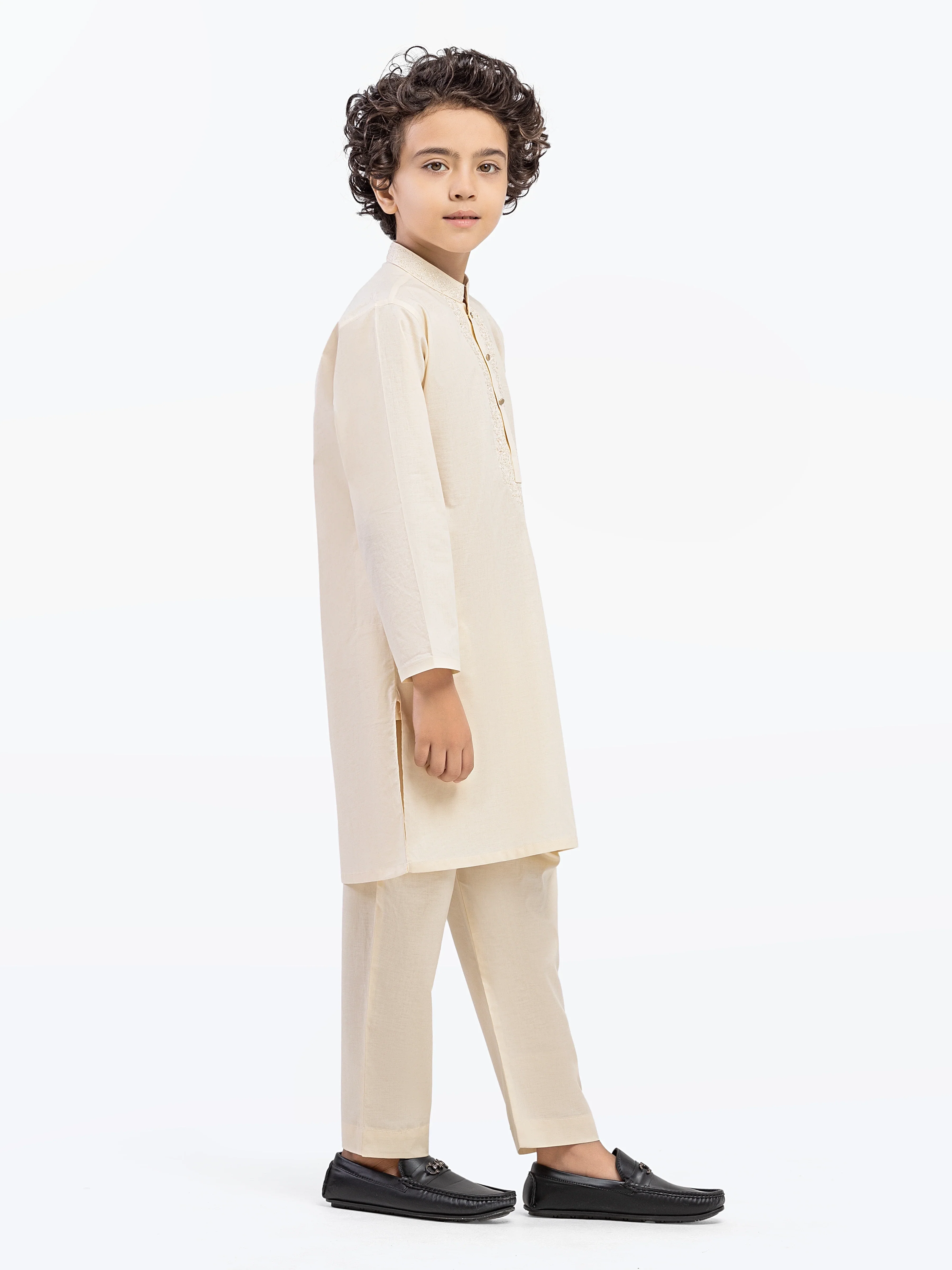Boy's Cream Kurta Pajama - EBTKP5-022 - Image 4