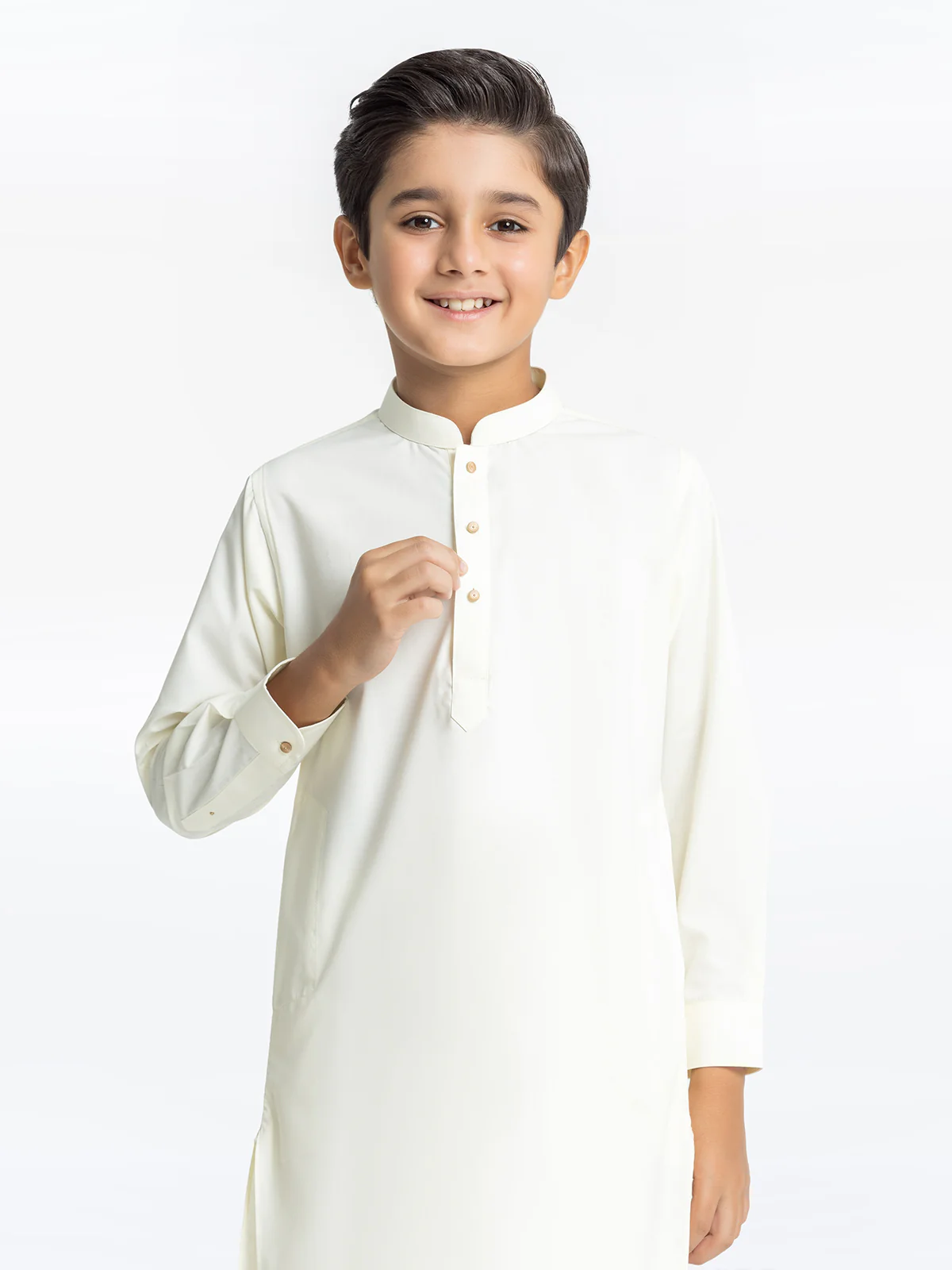 Boy's Cream Kurta Shalwar - EBTKS24-3964 - Image 2
