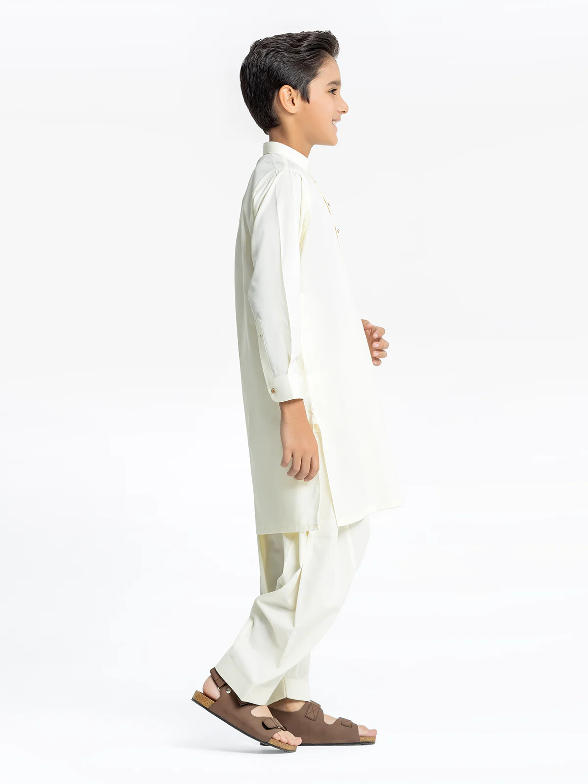 Boy's Cream Kurta Shalwar - EBTKS24-3964 - Image 4