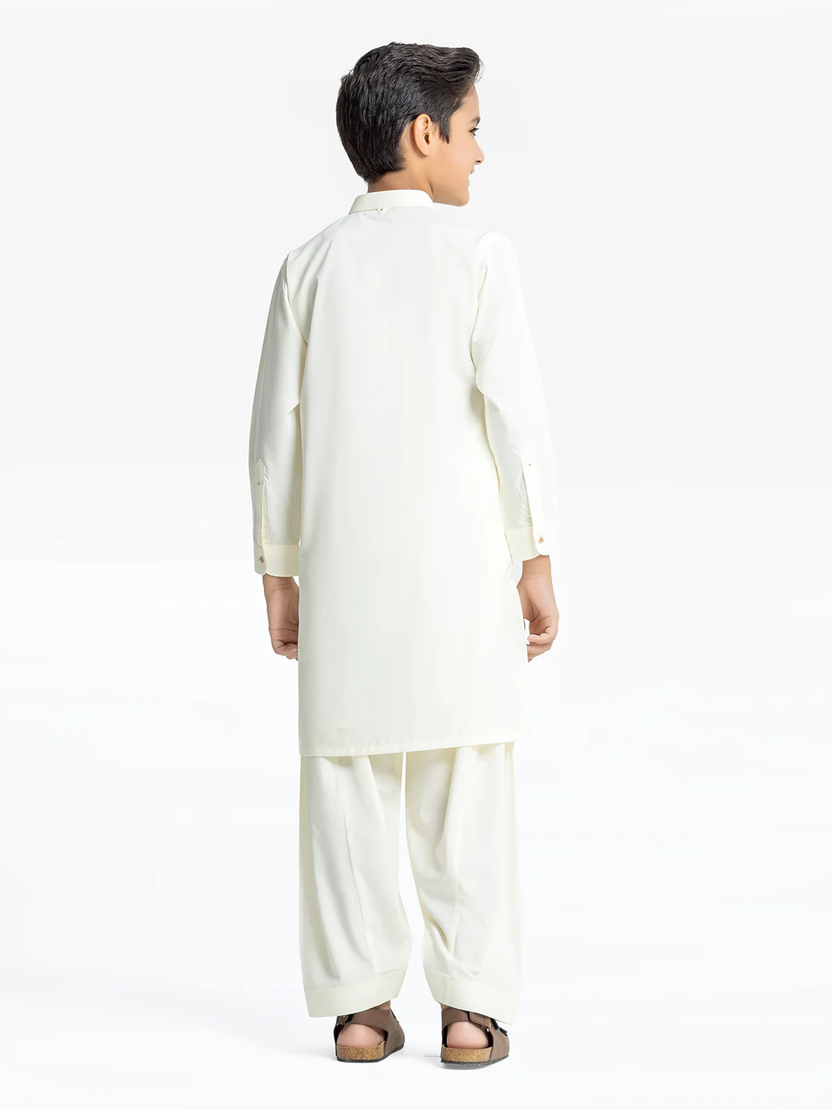 Boy's Cream Kurta Shalwar - EBTKS24-3964 - Image 5