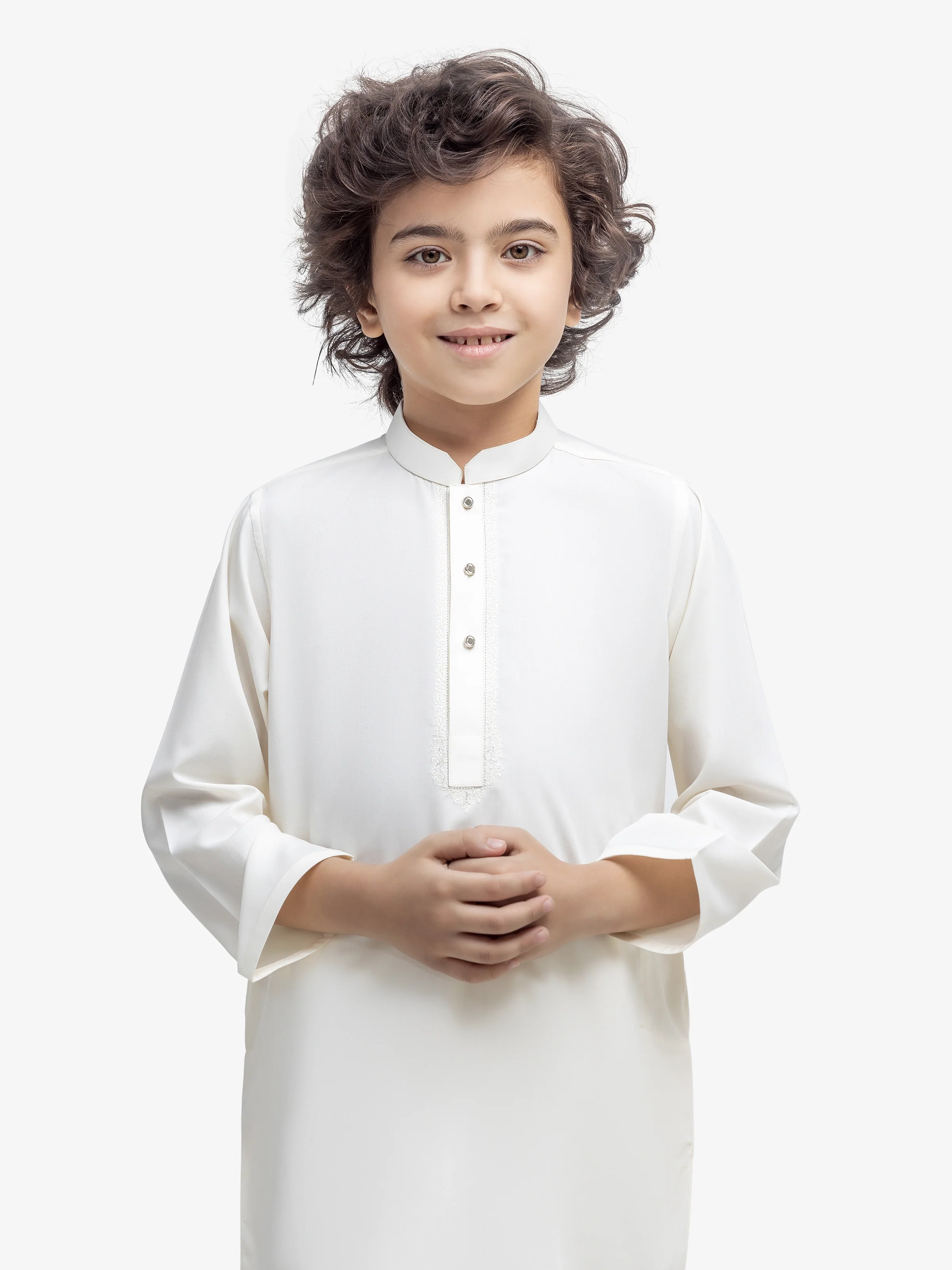 Boy's Cream Kurta Shalwar - EBTKS25-4005 - Image 2