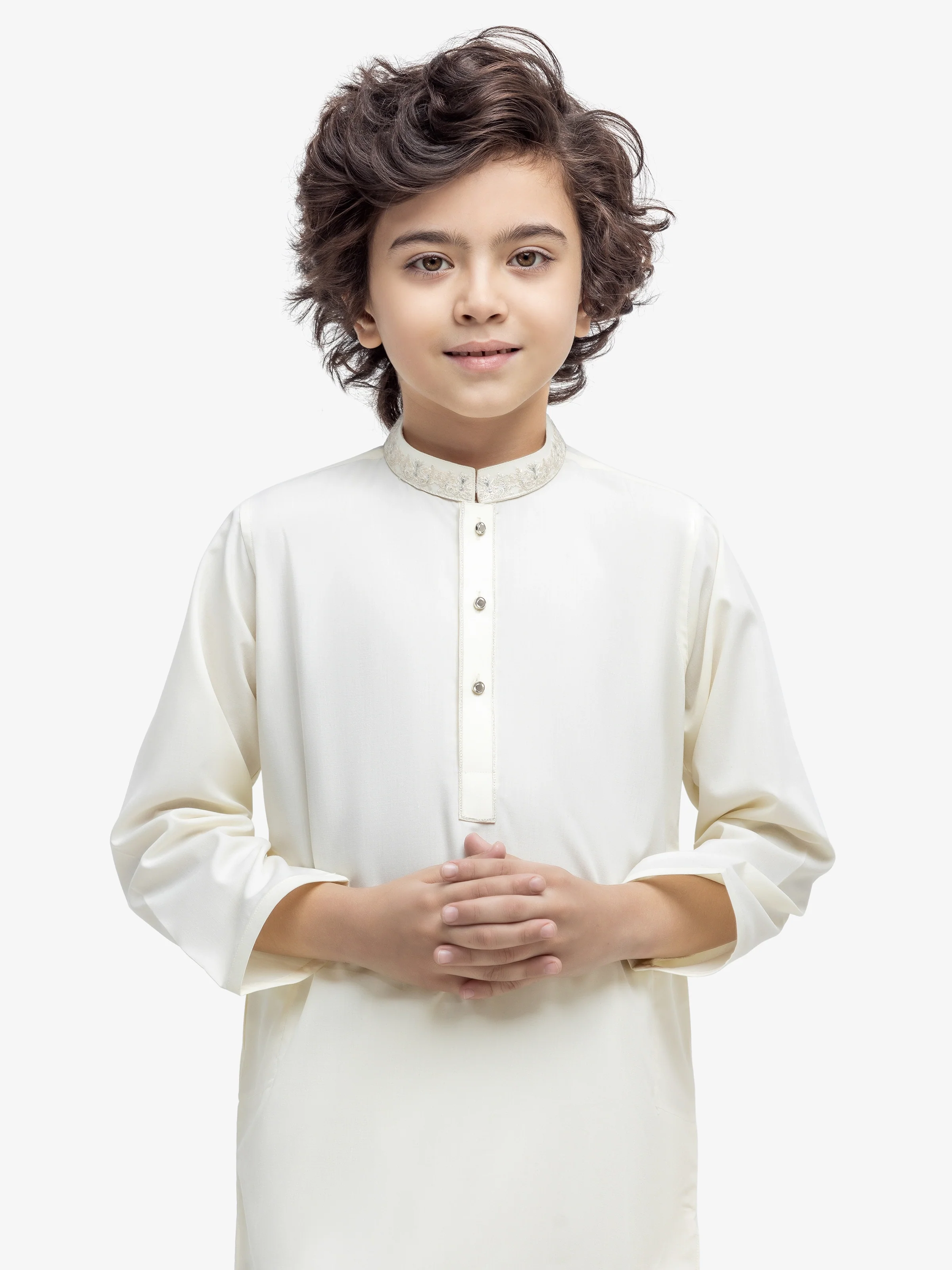 Boy's Cream Kurta Shalwar - EBTKS25-4006 - Image 2