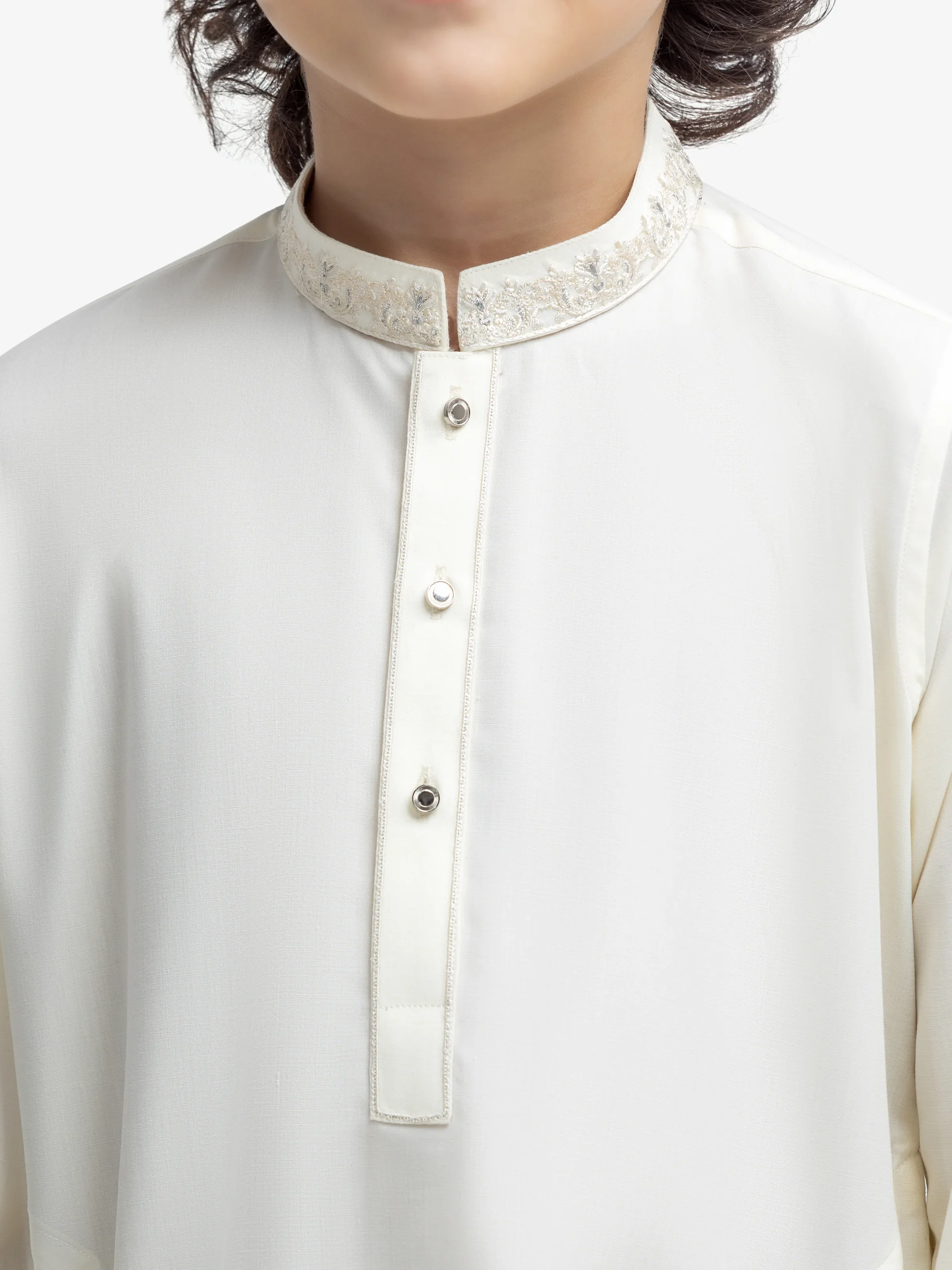 Boy's Cream Kurta Shalwar - EBTKS25-4006 - Image 3
