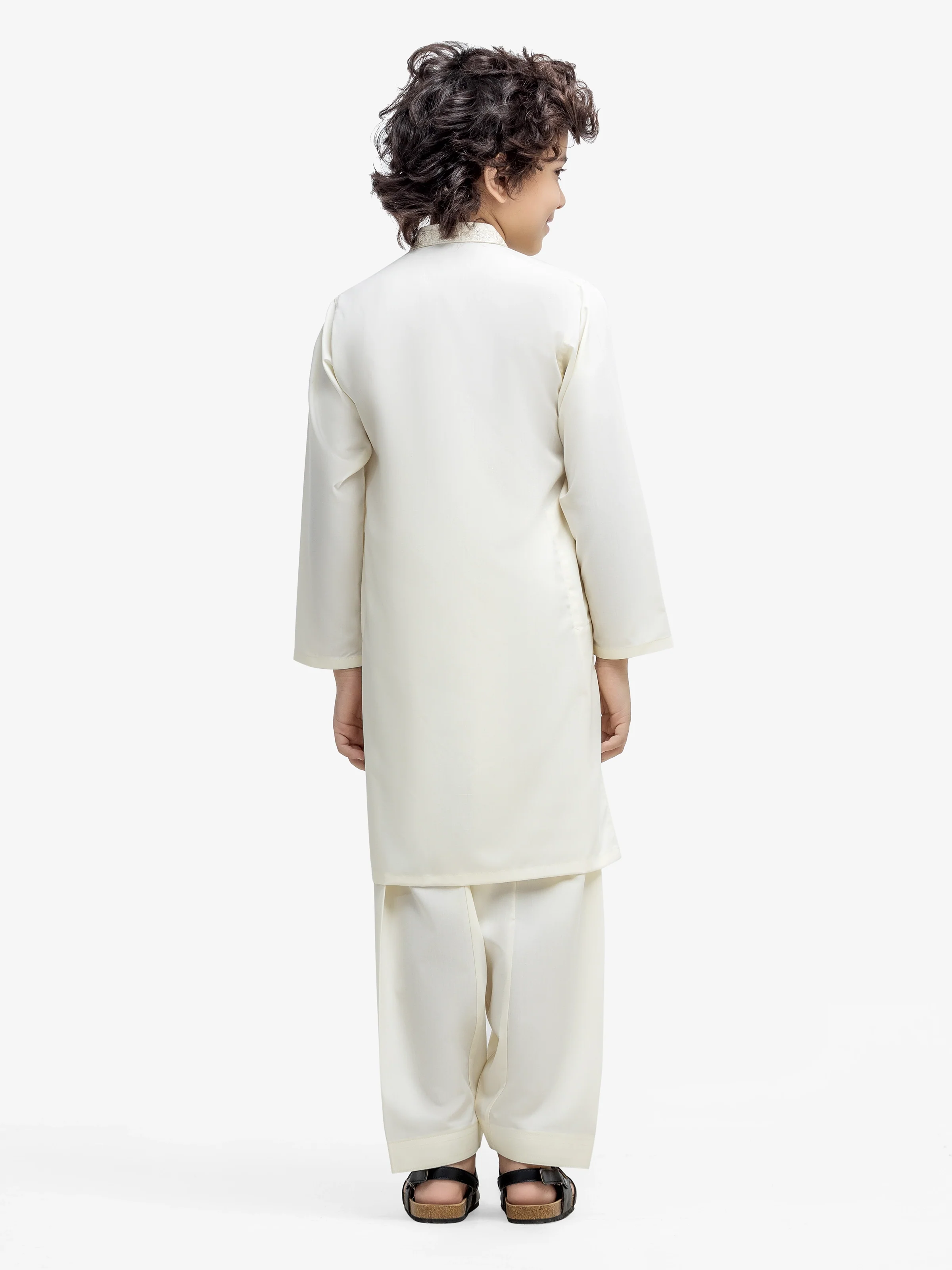 Boy's Cream Kurta Shalwar - EBTKS25-4006 - Image 5