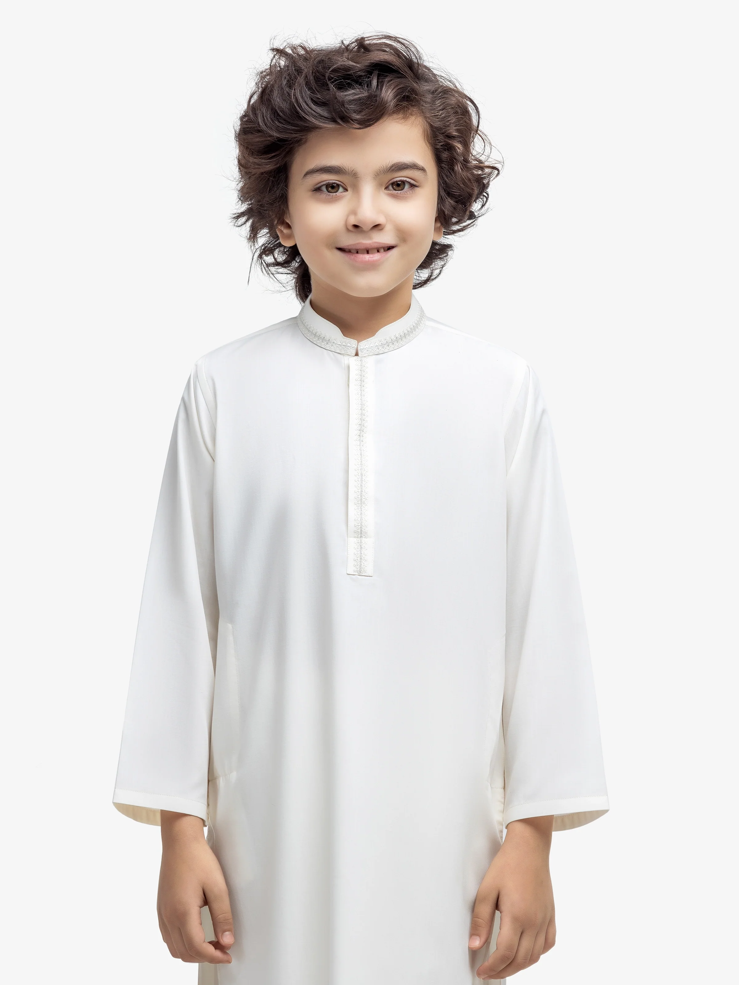 Boy's Cream Kurta Shalwar - EBTKS25-4007 - Image 2