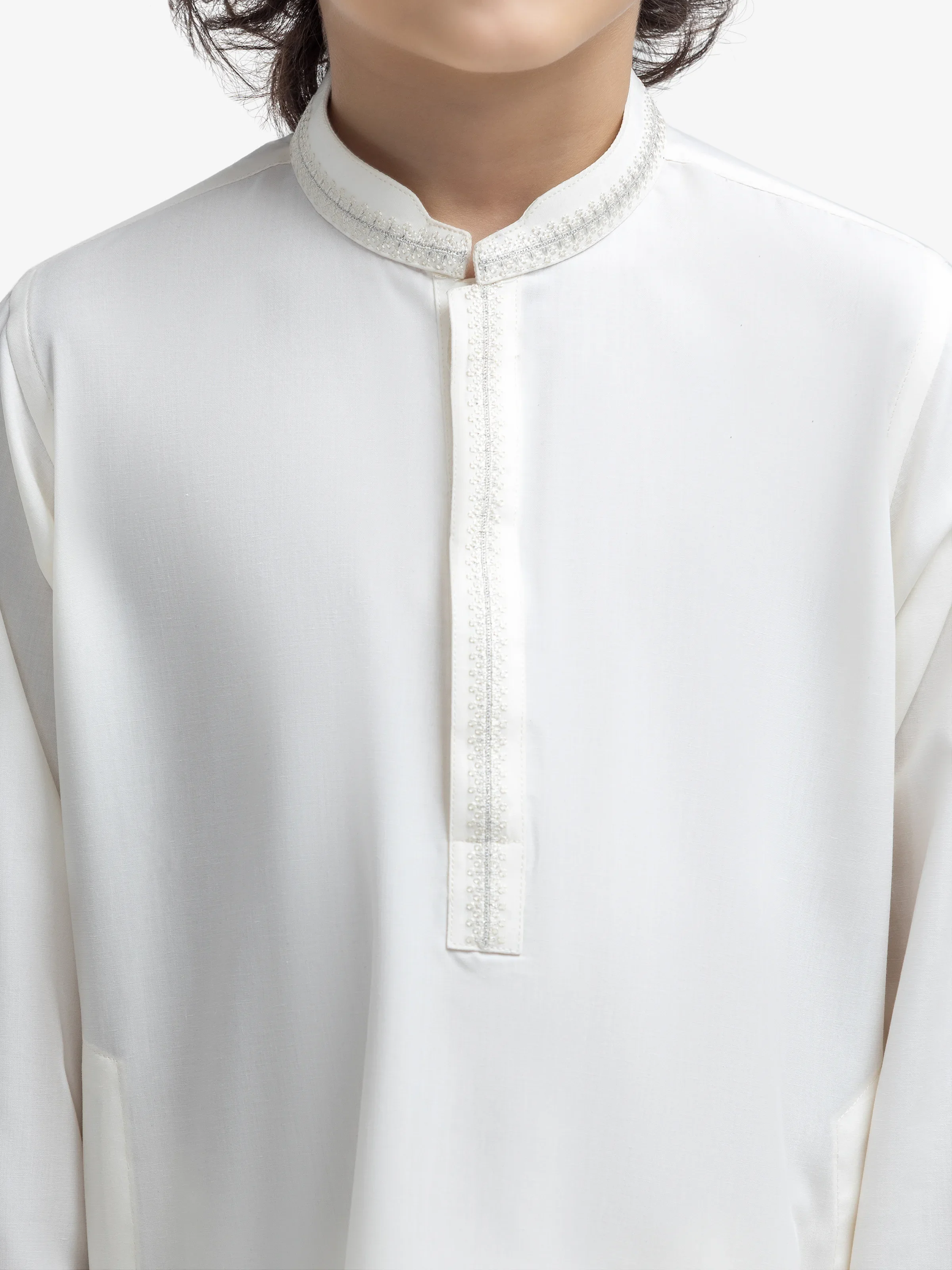 Boy's Cream Kurta Shalwar - EBTKS25-4007 - Image 3