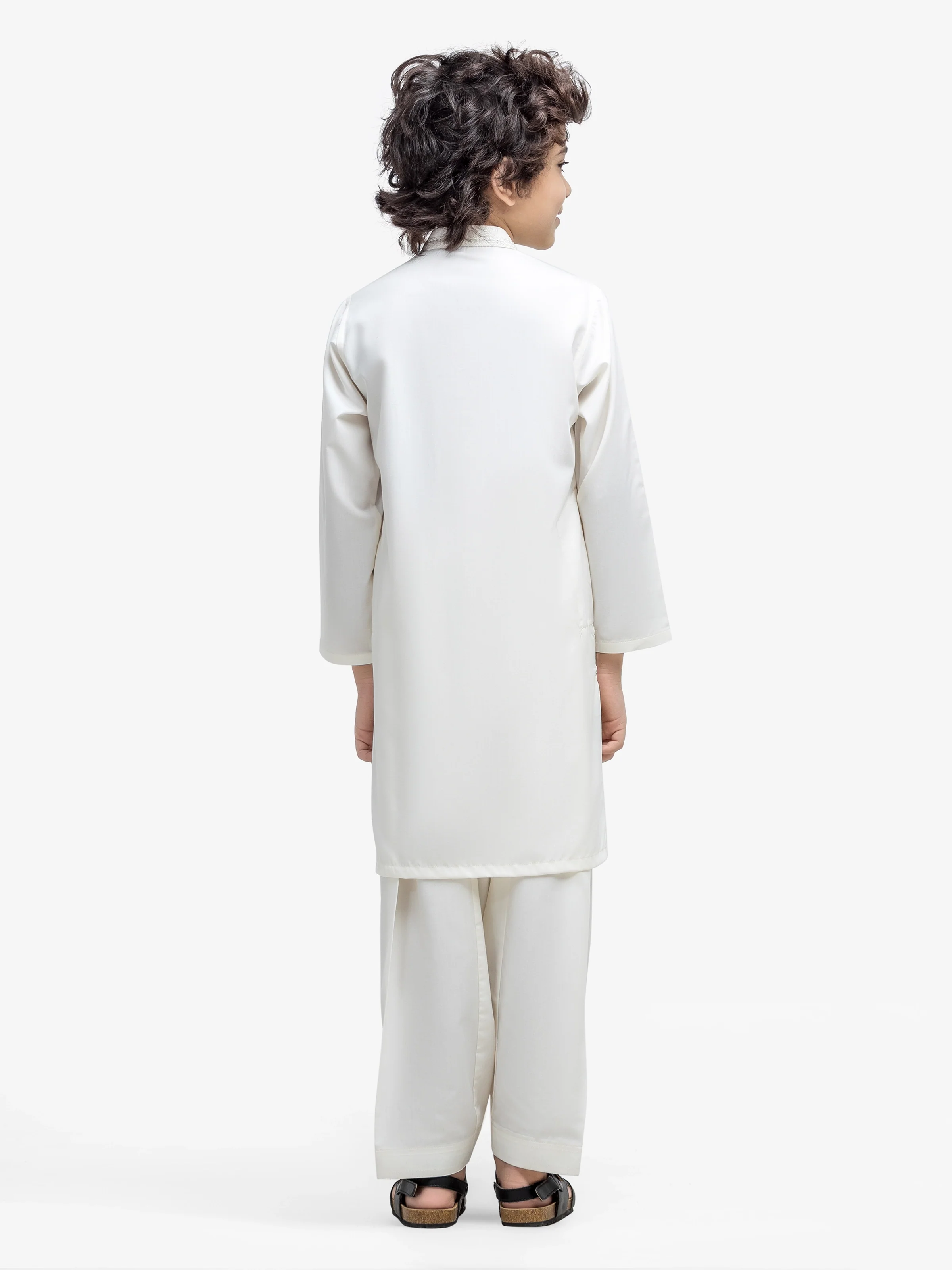 Boy's Cream Kurta Shalwar - EBTKS25-4007 - Image 5