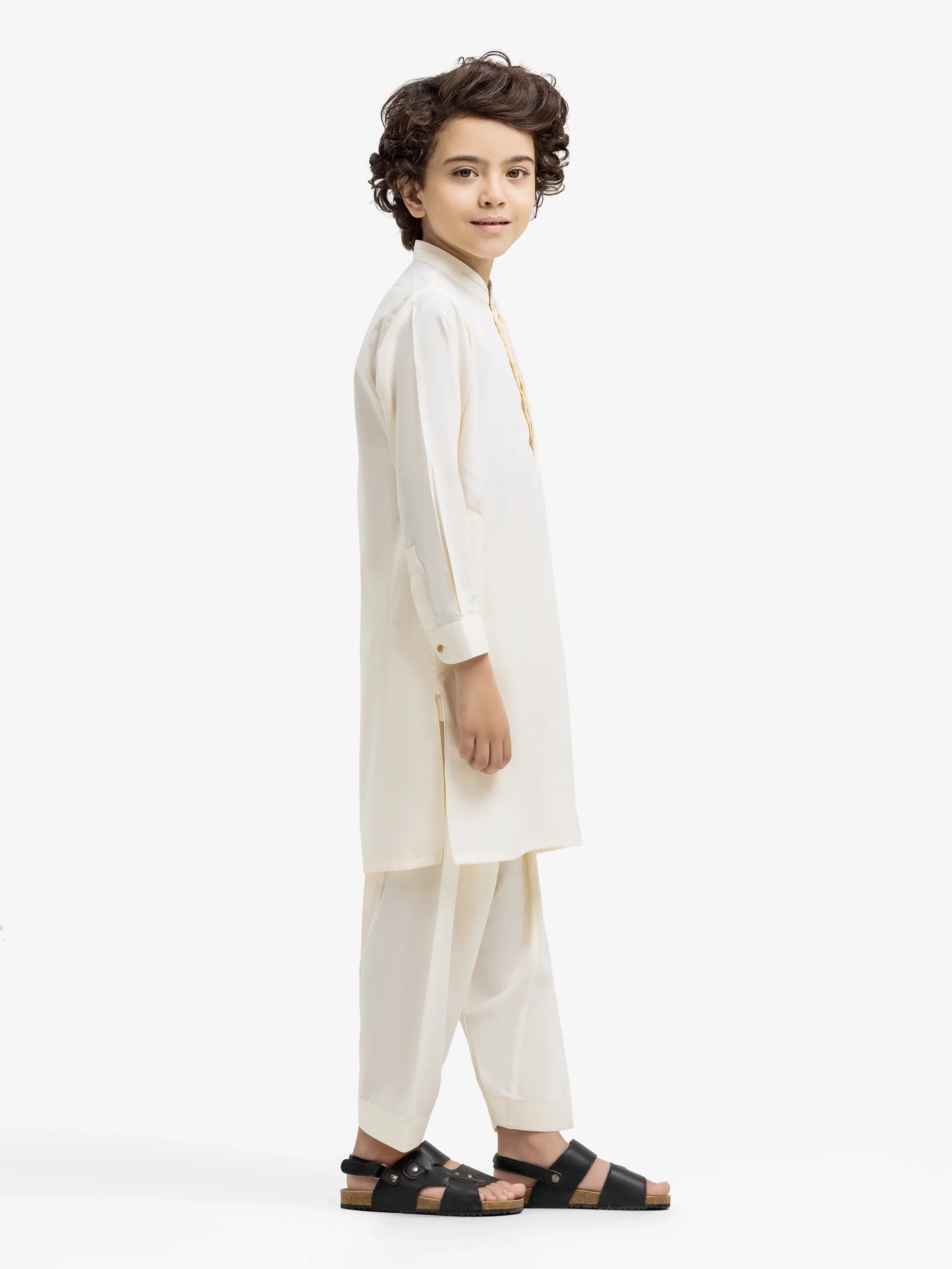 Boy's Cream Kurta Shalwar - EBTKS5-4027 - Image 4