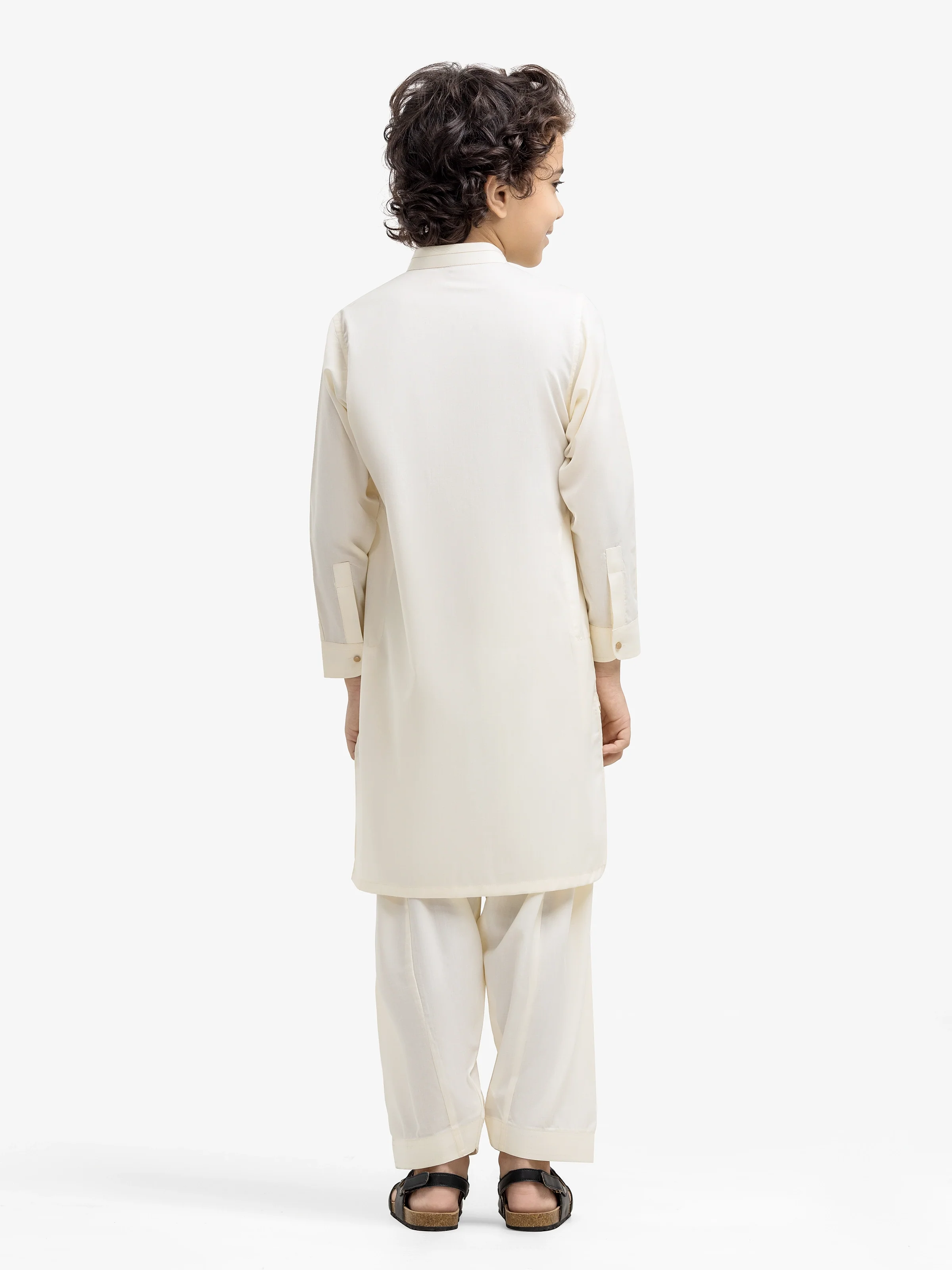 Boy's Cream Kurta Shalwar - EBTKS5-4027 - Image 5