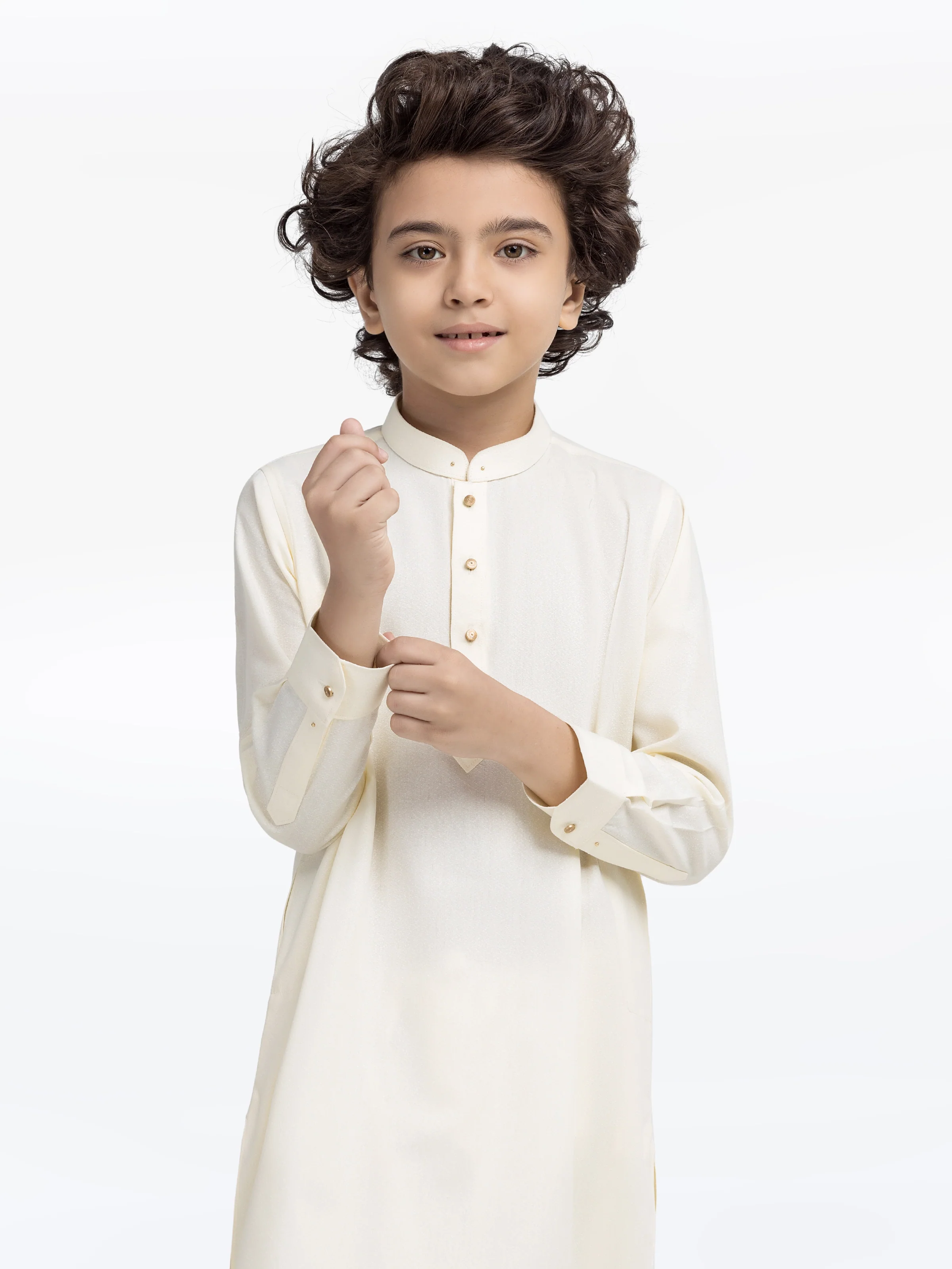 Boy's Cream Kurta Shalwar - EBTKS5-4038 - Image 2