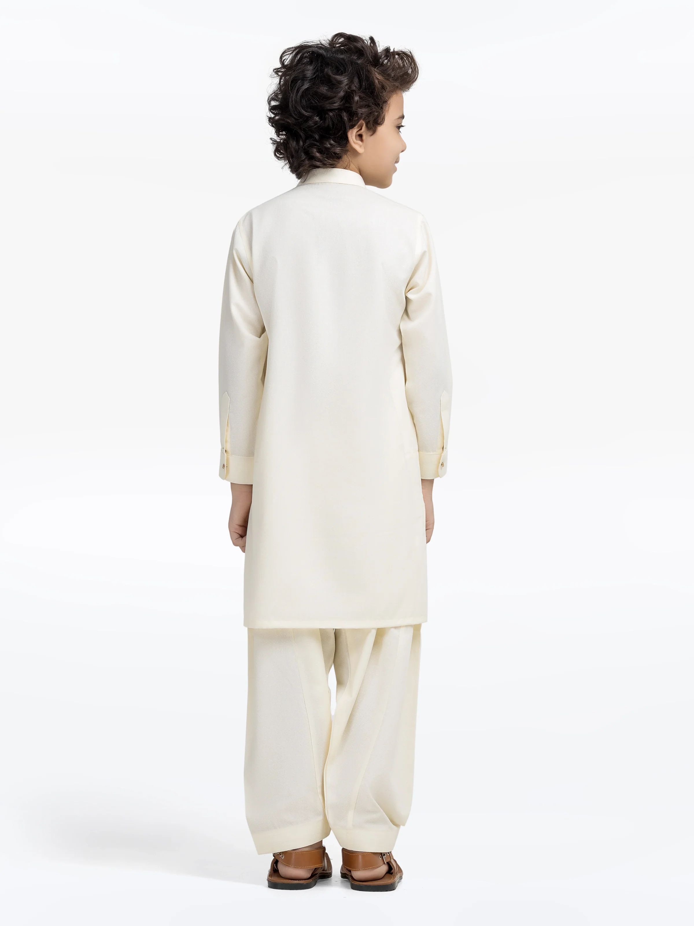 Boy's Cream Kurta Shalwar - EBTKS5-4038 - Image 5