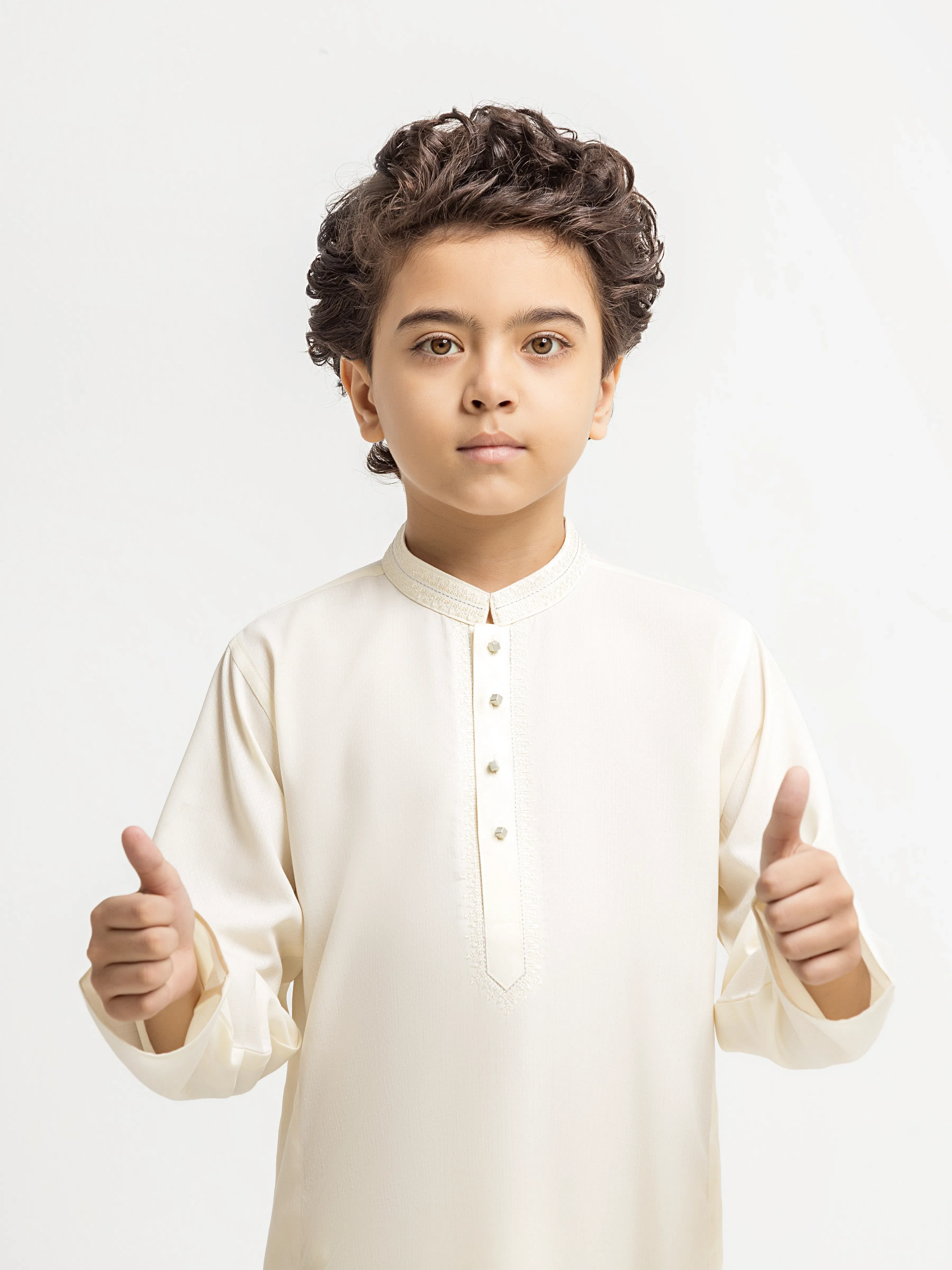Boy's Cream Kurta Shalwar - EBTKS6-4088 - Image 2