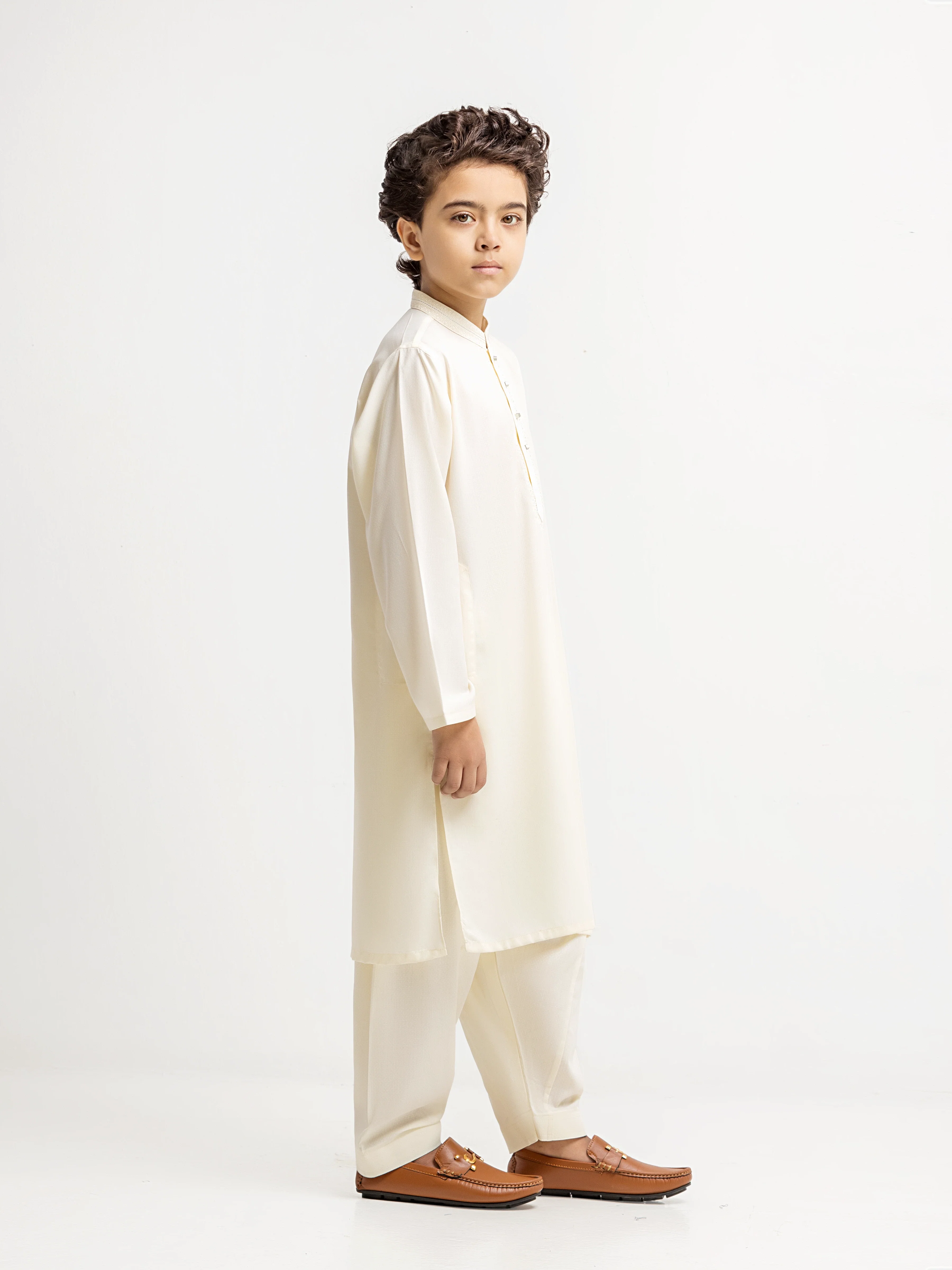 Boy's Cream Kurta Shalwar - EBTKS6-4088 - Image 4
